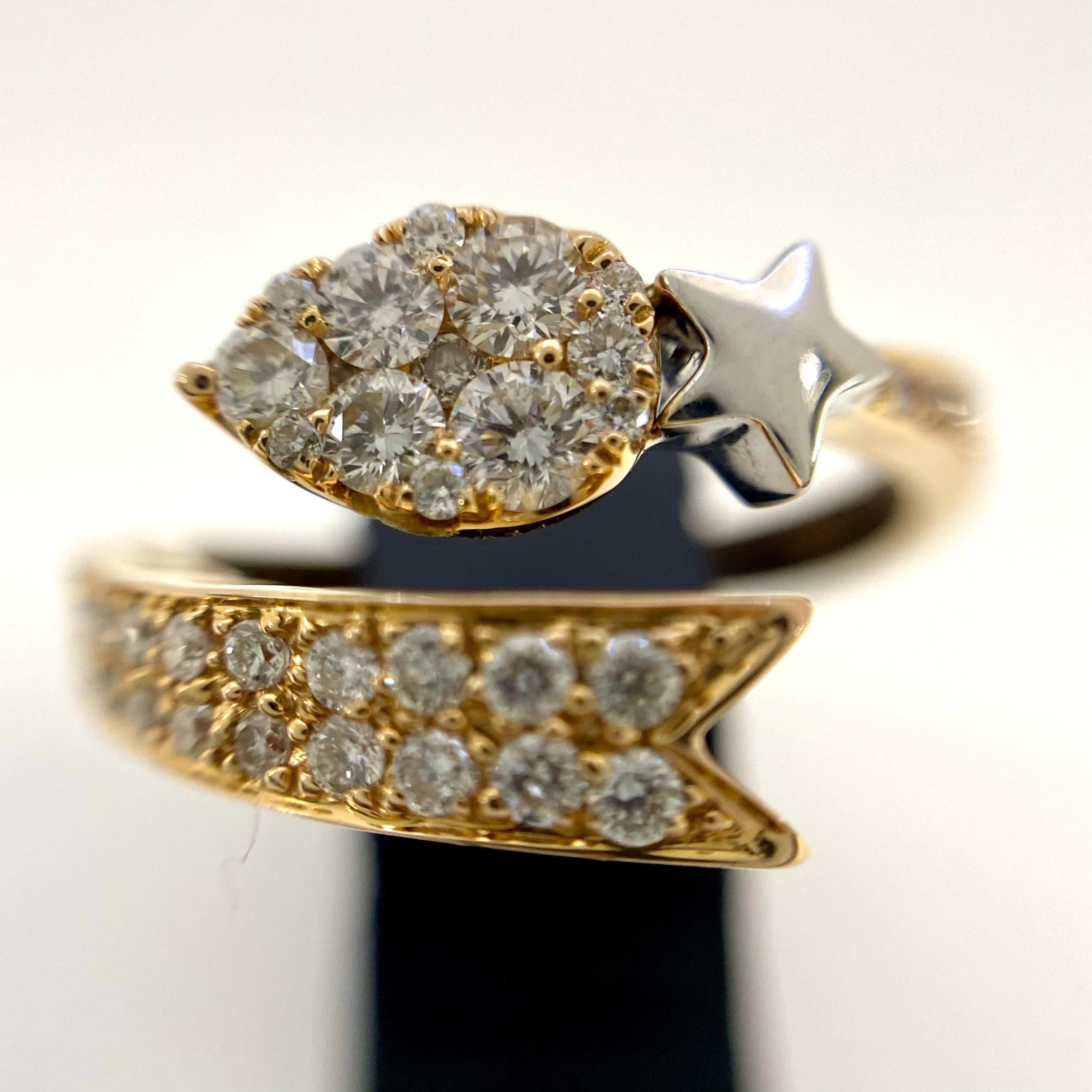 ノンブランド_K18/K18WG_FD0.34ct FD0.21ct_星形 リング 4.5g_中古品