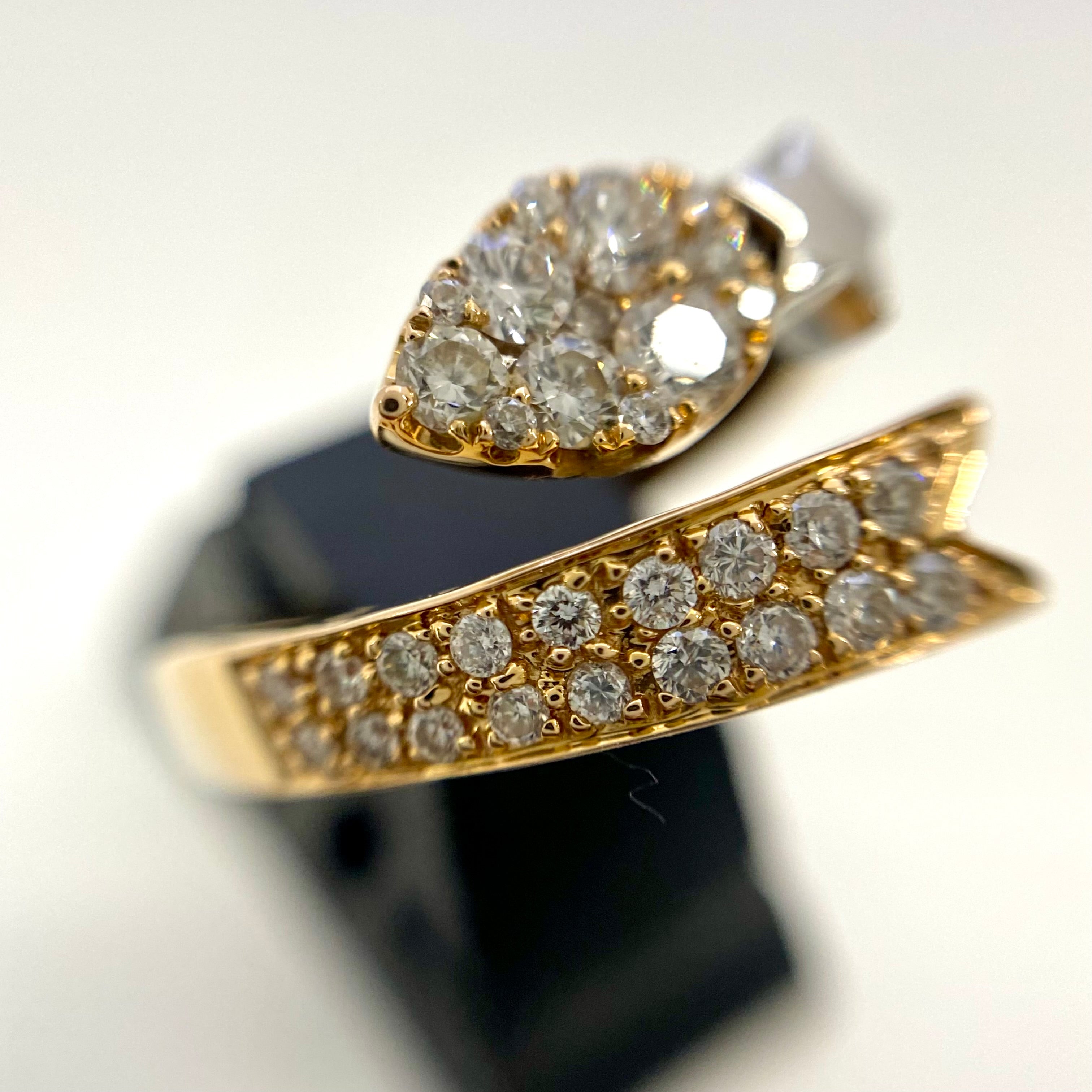 ノンブランド_K18/K18WG_FD0.34ct FD0.21ct_星形 リング 4.5g_中古品