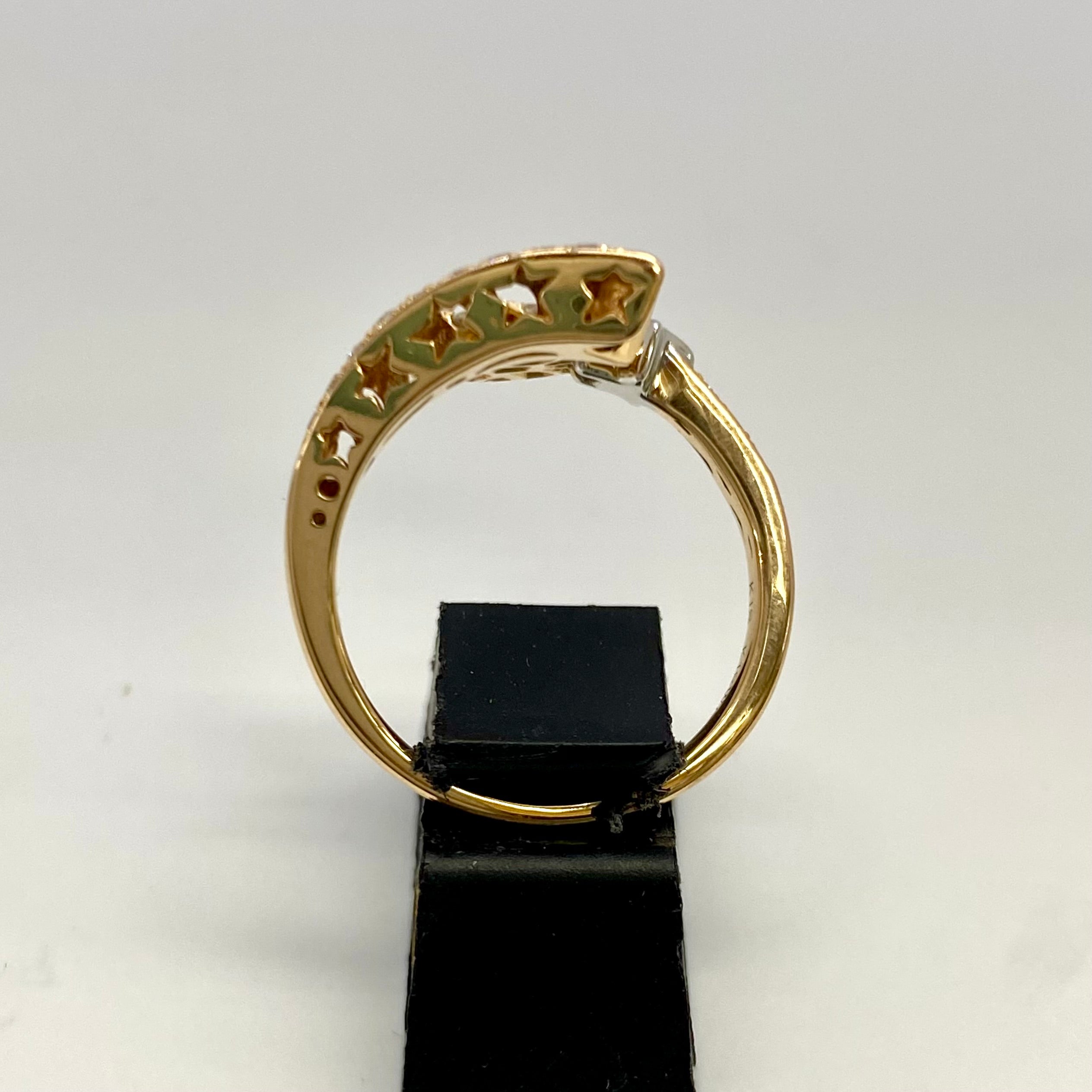 ノンブランド_K18/K18WG_FD0.34ct FD0.21ct_星形 リング 4.5g_中古品