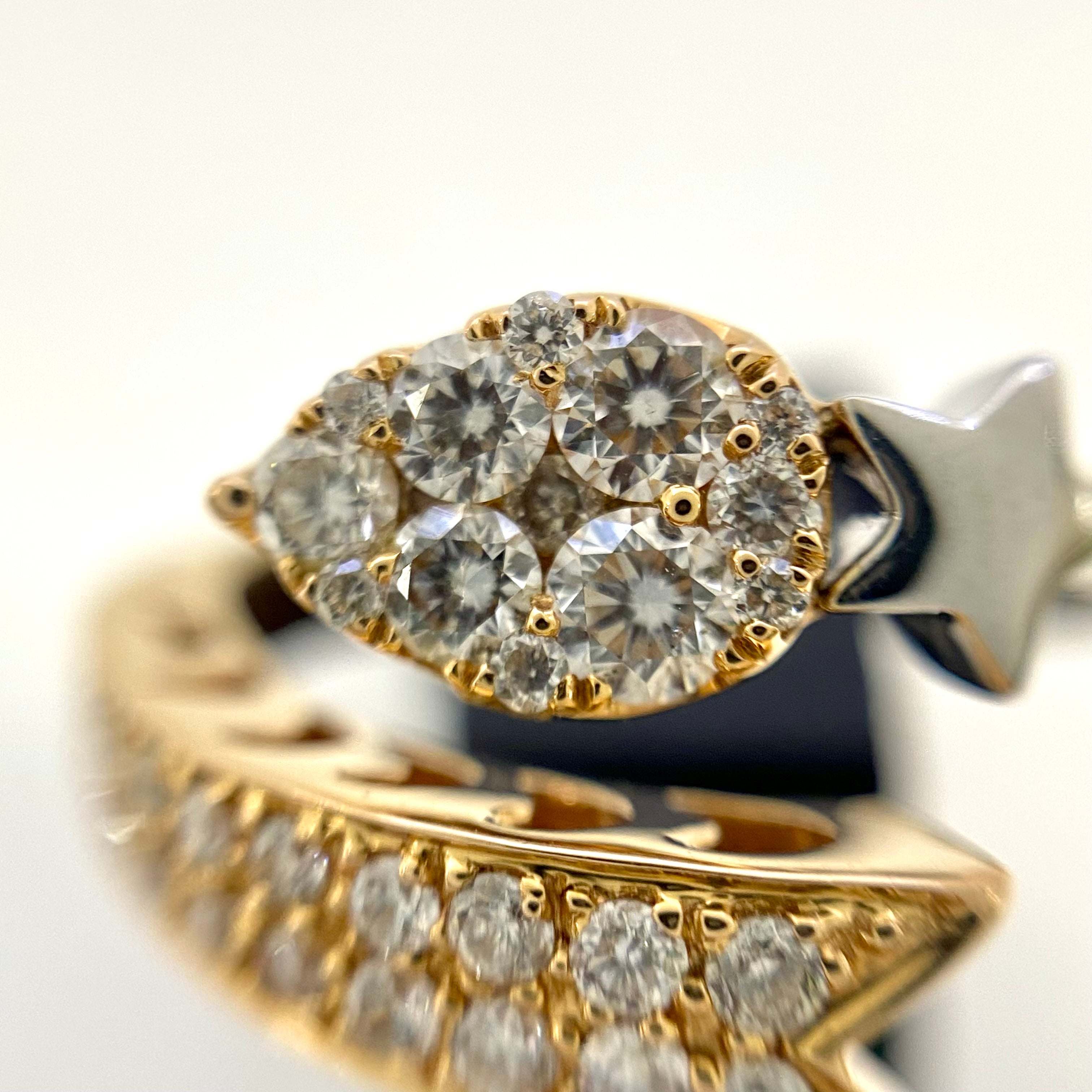 ノンブランド_K18/K18WG_FD0.34ct FD0.21ct_星形 リング 4.5g_中古品