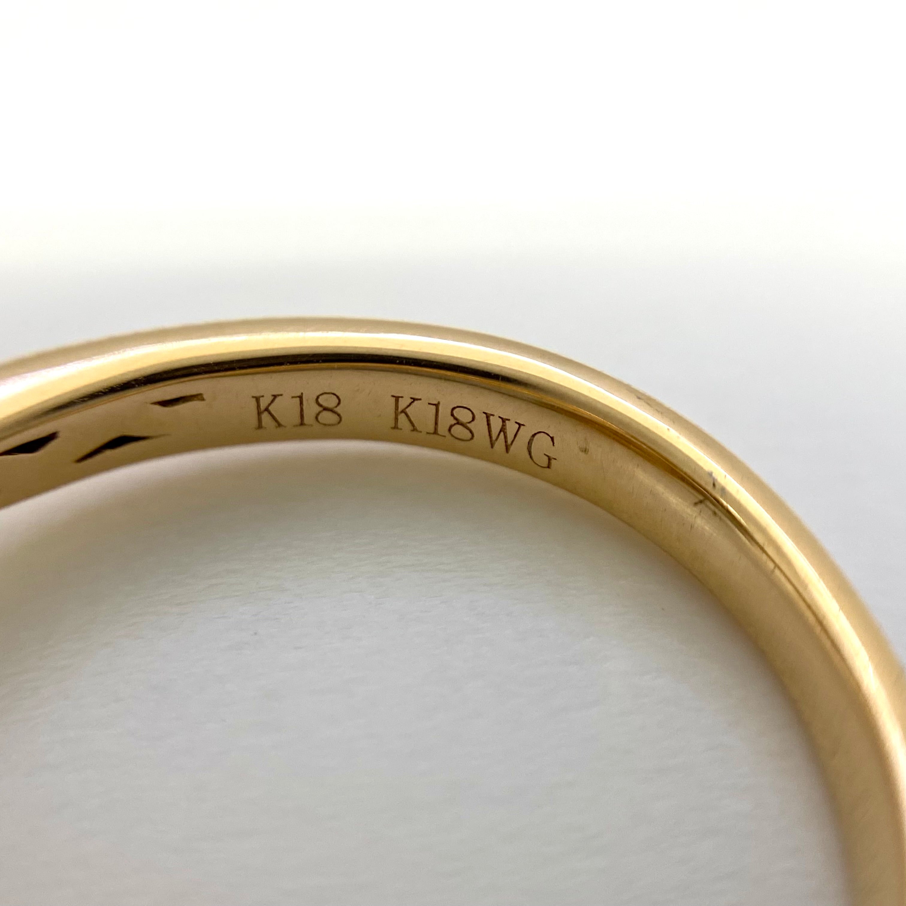 ノンブランド_K18/K18WG_FD0.34ct FD0.21ct_星形 リング 4.5g_中古品