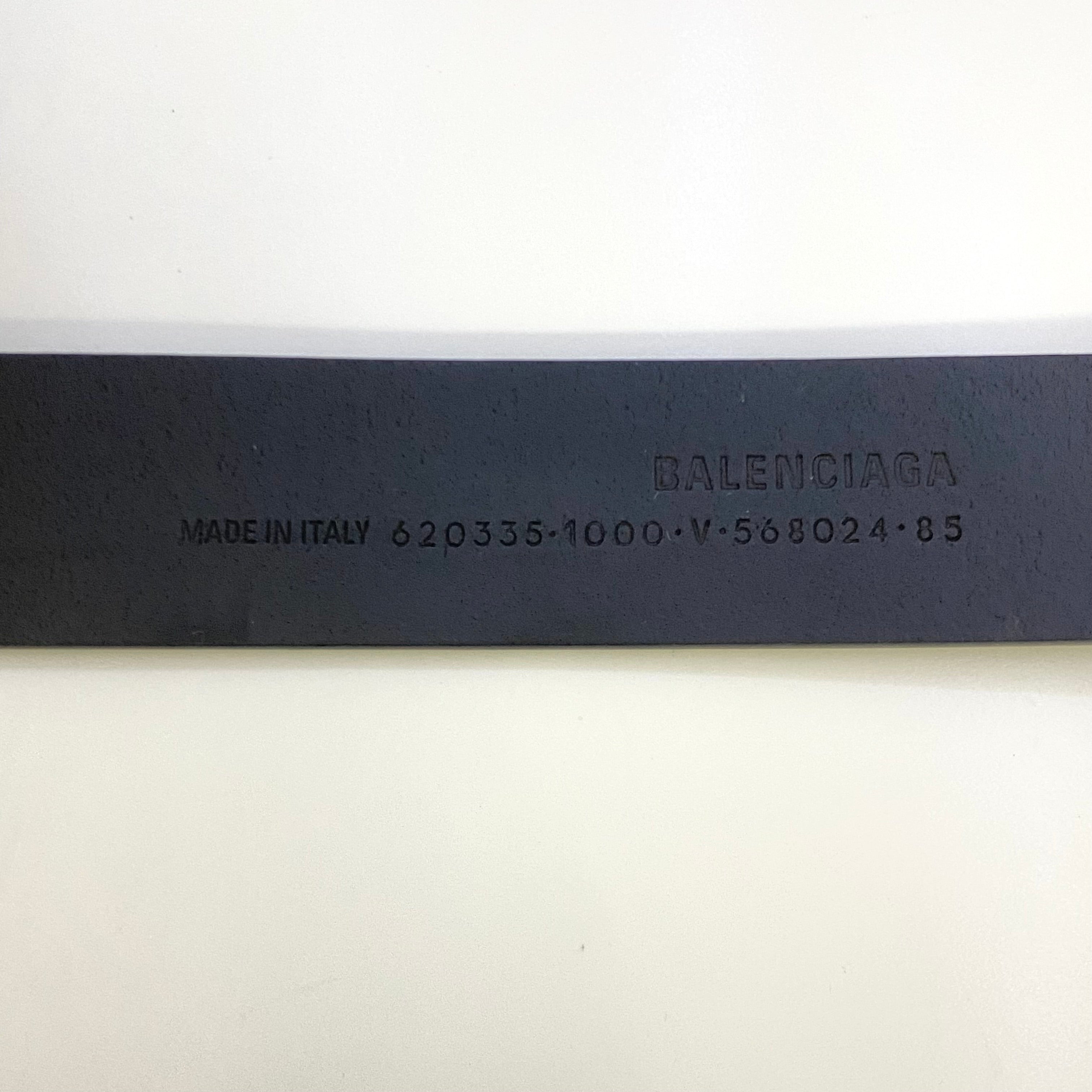 【送料無料】_ BALENCIAGA_(バレンシアガ)_ CIRCLED BBバックルベルト_ レザー/BLK/620335_ サイズ85cm_中古品