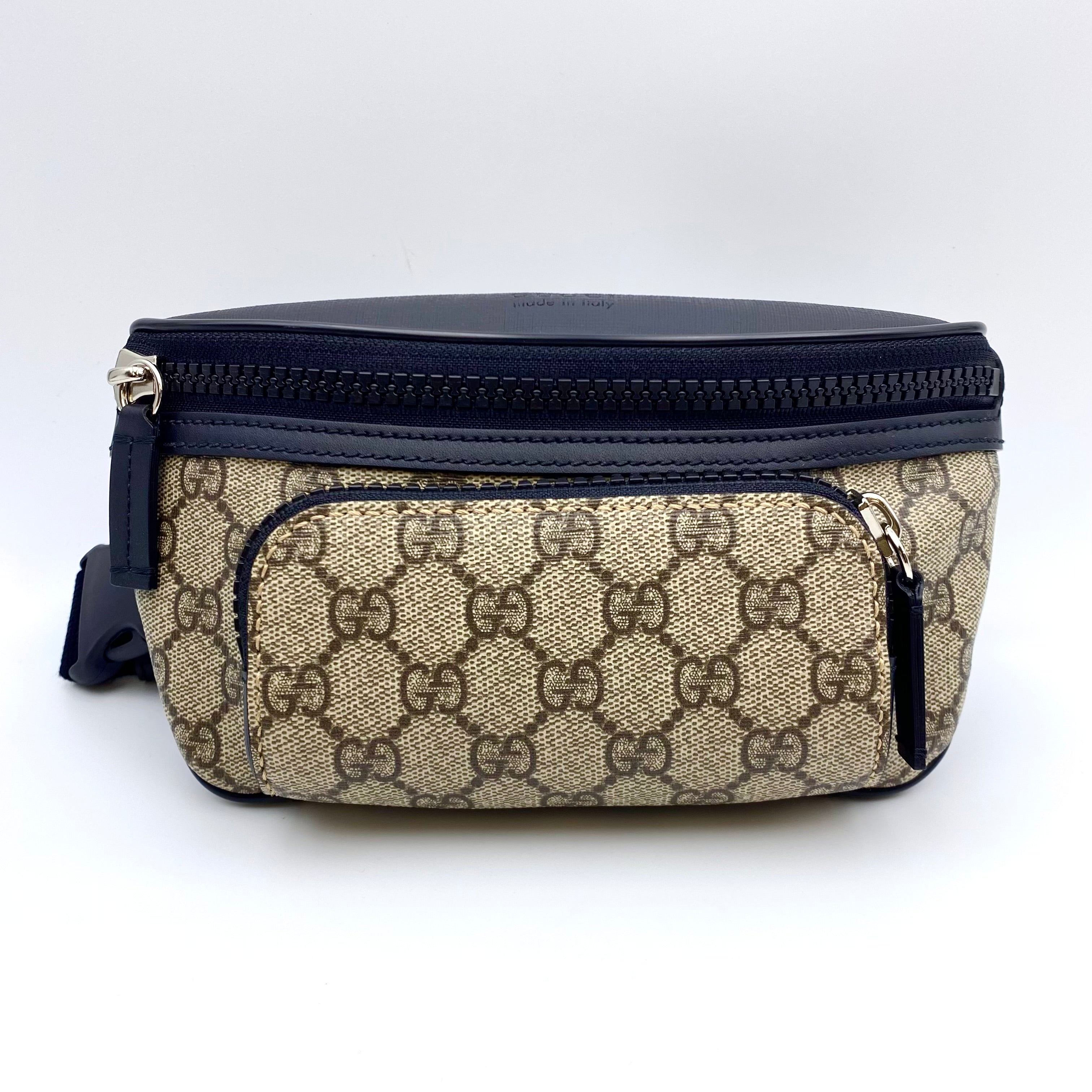 【送料無料】_ GUCCI_(グッチ)_GGスプリーム ウエストポーチ_ ベージュ×ブラック_ 450946 _中古品