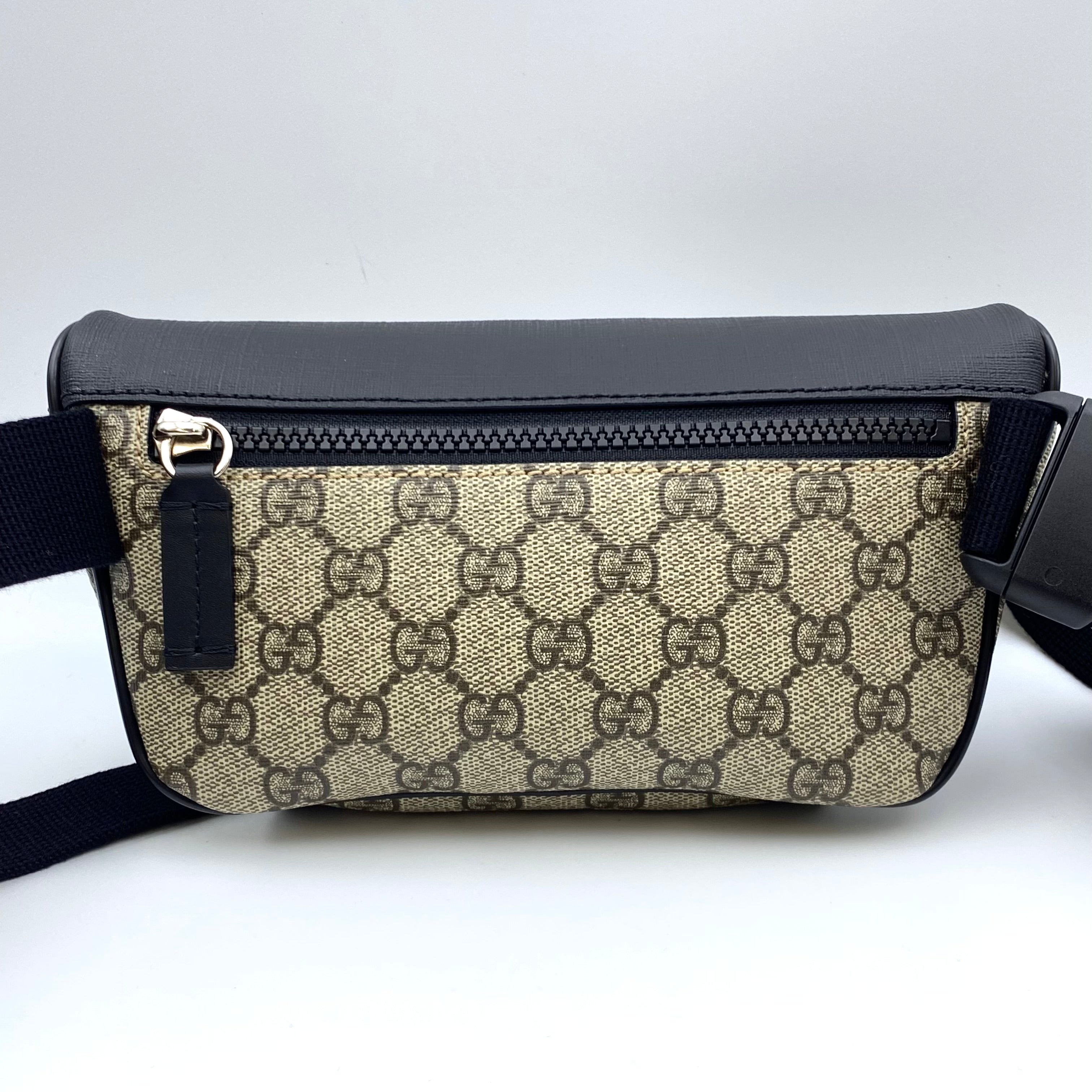 【送料無料】_ GUCCI_(グッチ)_GGスプリーム ウエストポーチ_ ベージュ×ブラック_ 450946 _中古品