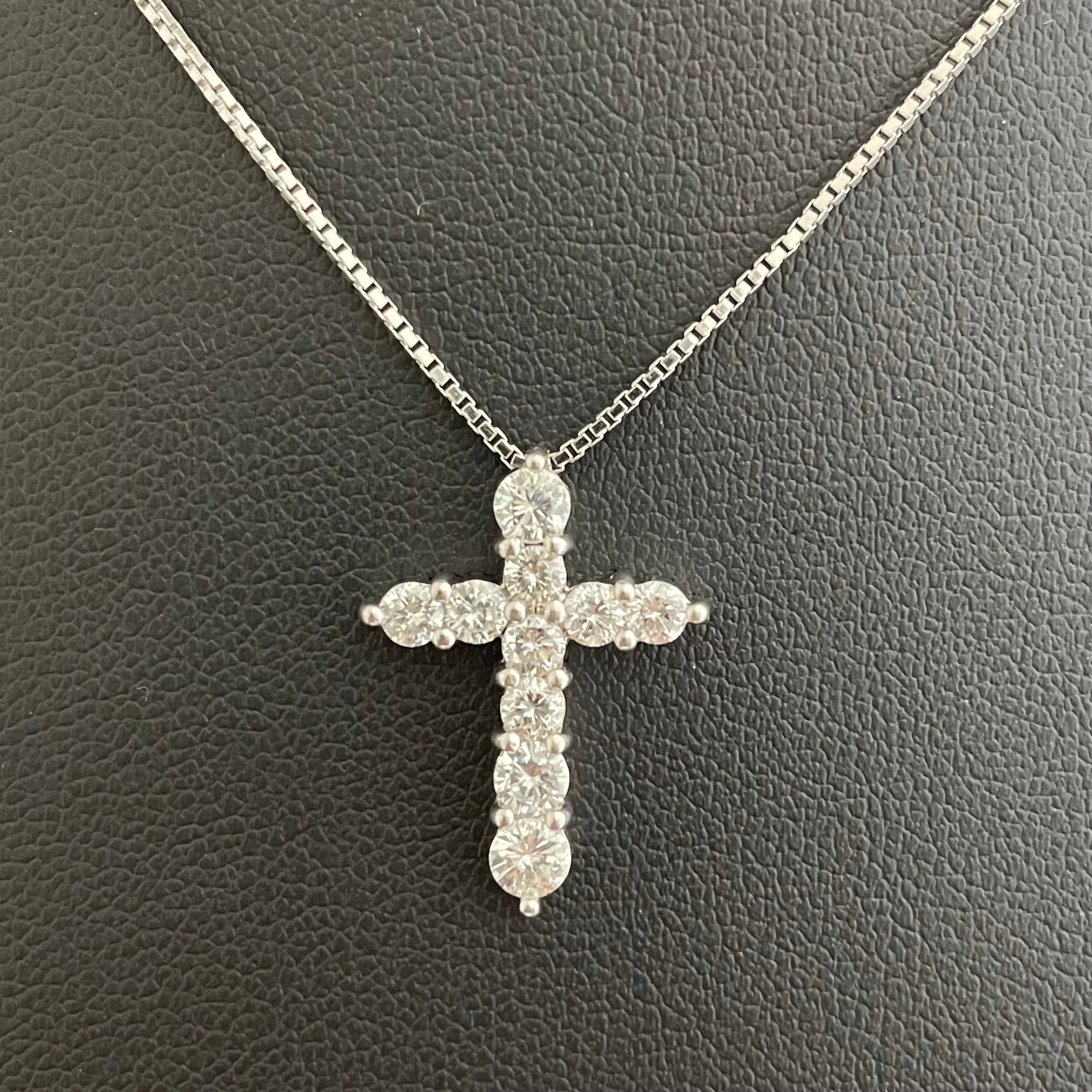 ノンブランド _ダイヤモンドクロス _ペンダントネックレス _Pt900/850 FD1.0ct 6.3g _中古品