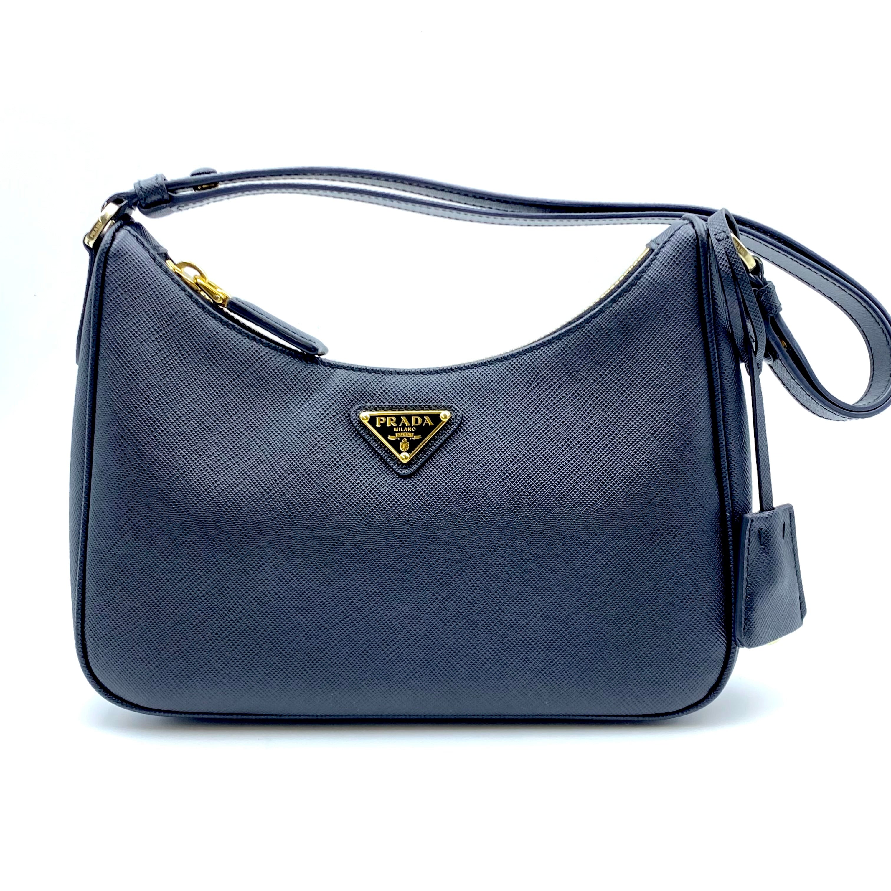 【送料無料】_PRADA_(プラダ)_1BC204_サフィアーノ レザー 黒_ミニバッグ ショルダーバッグ_中古品