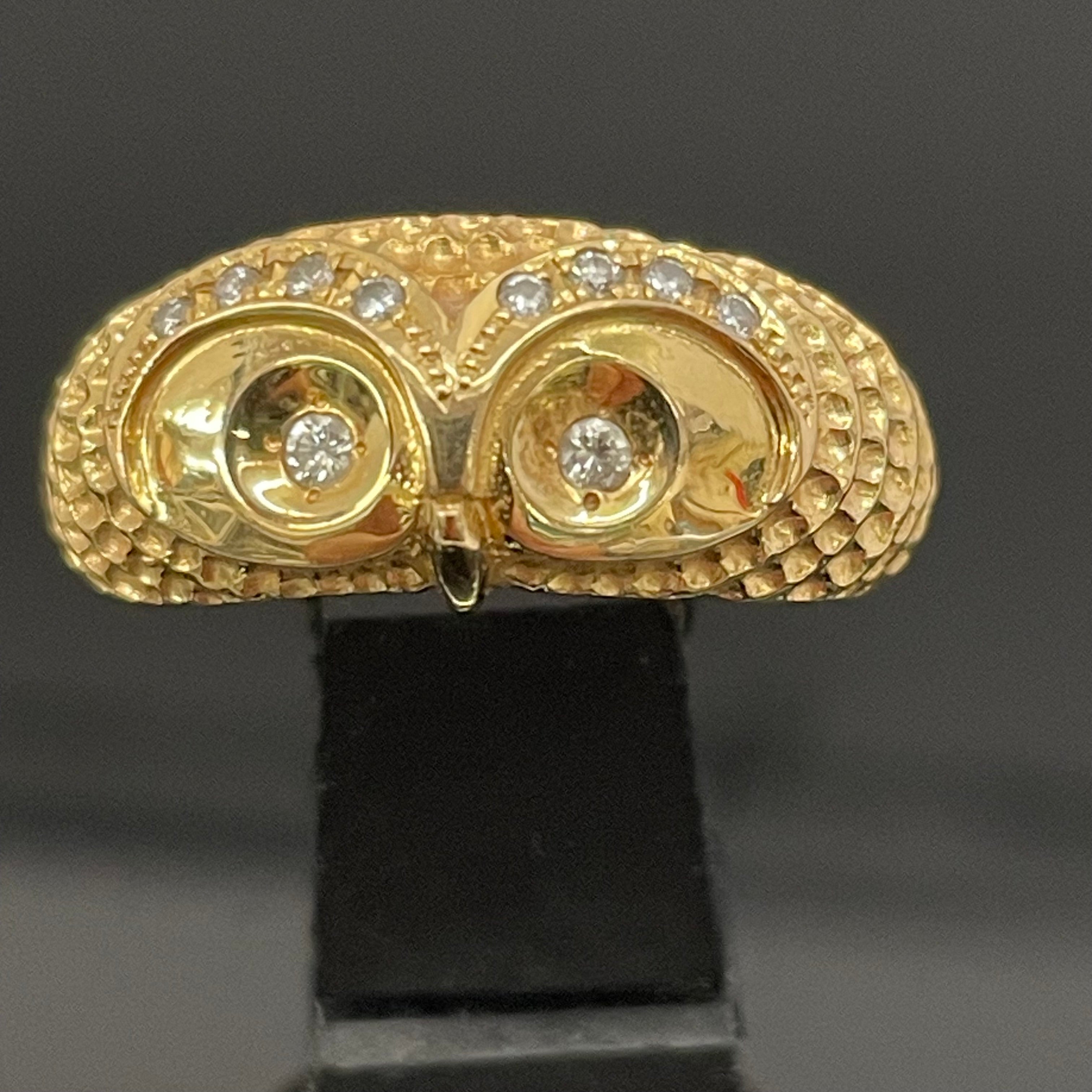 ノンブランド_K18梟モチーフリング _FD0.11ct 6.7g _中古品