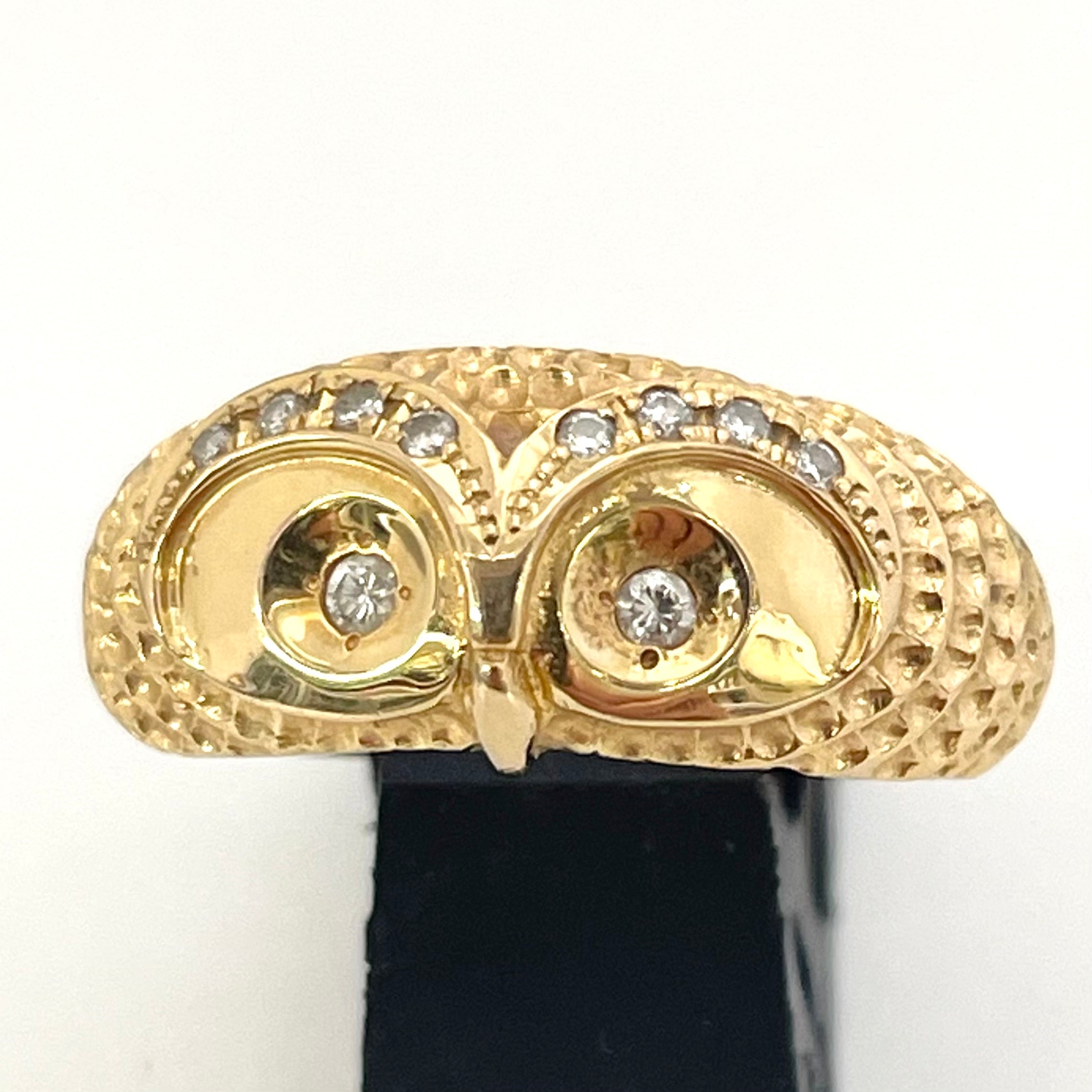 ノンブランド_K18梟モチーフリング _FD0.11ct 6.7g _中古品