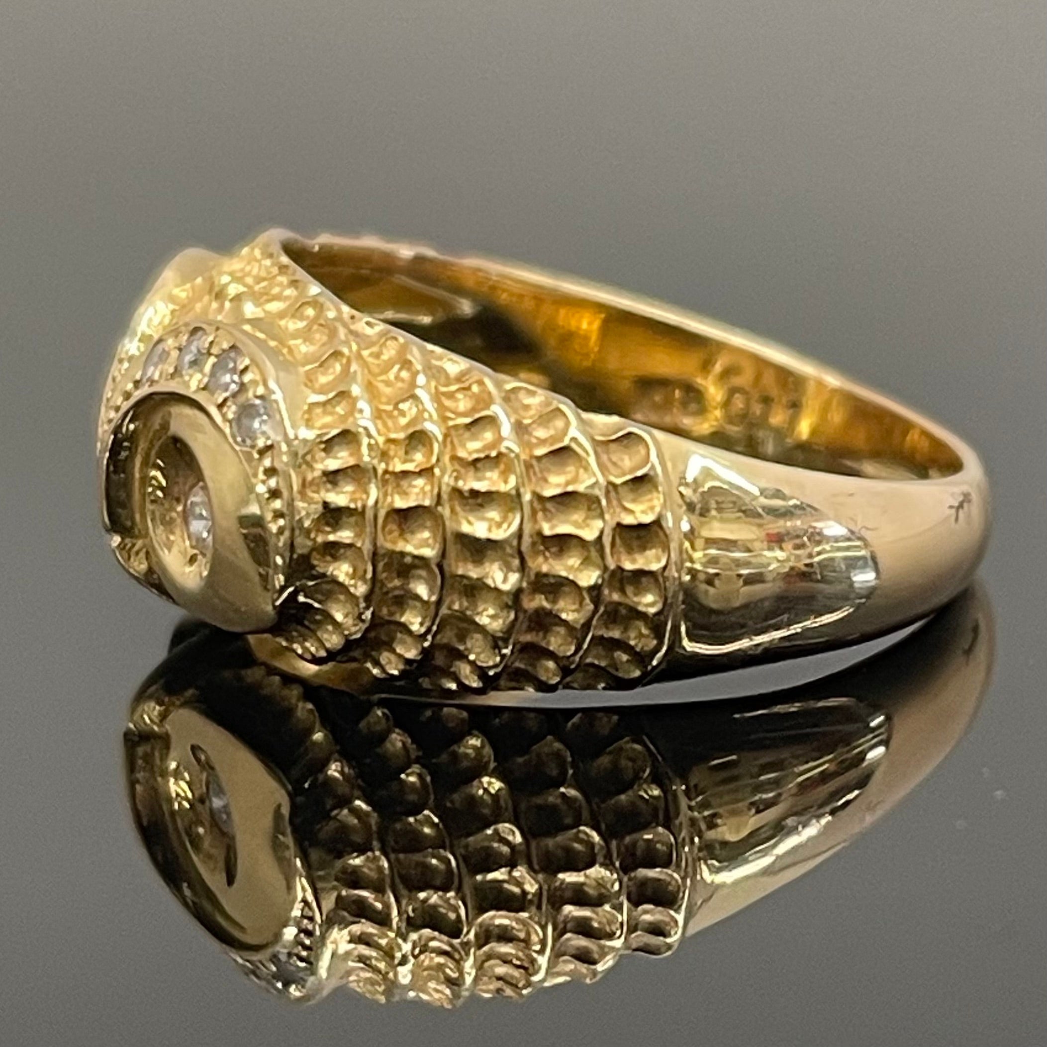 ノンブランド_K18梟モチーフリング _FD0.11ct 6.7g _中古品