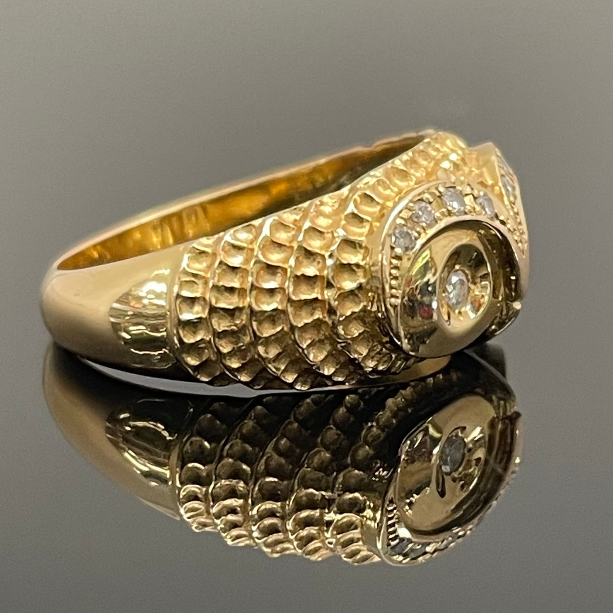 ノンブランド_K18梟モチーフリング _FD0.11ct 6.7g _中古品