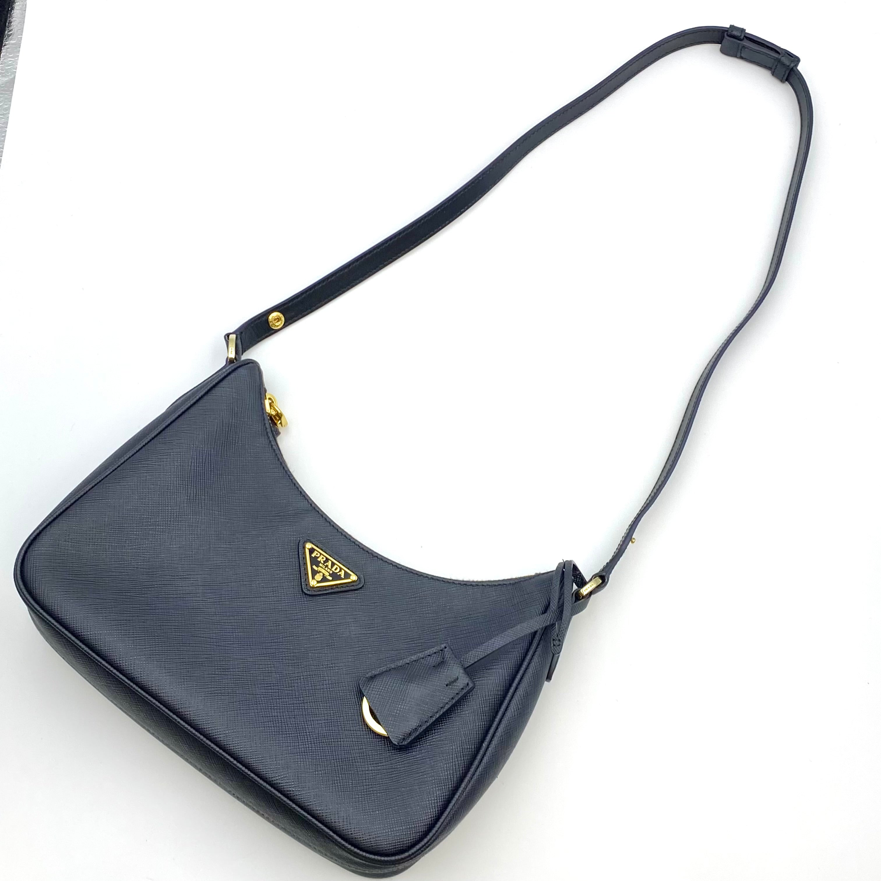 【送料無料】_PRADA_(プラダ)_1BC204_サフィアーノ レザー 黒_ミニバッグ ショルダーバッグ_中古品