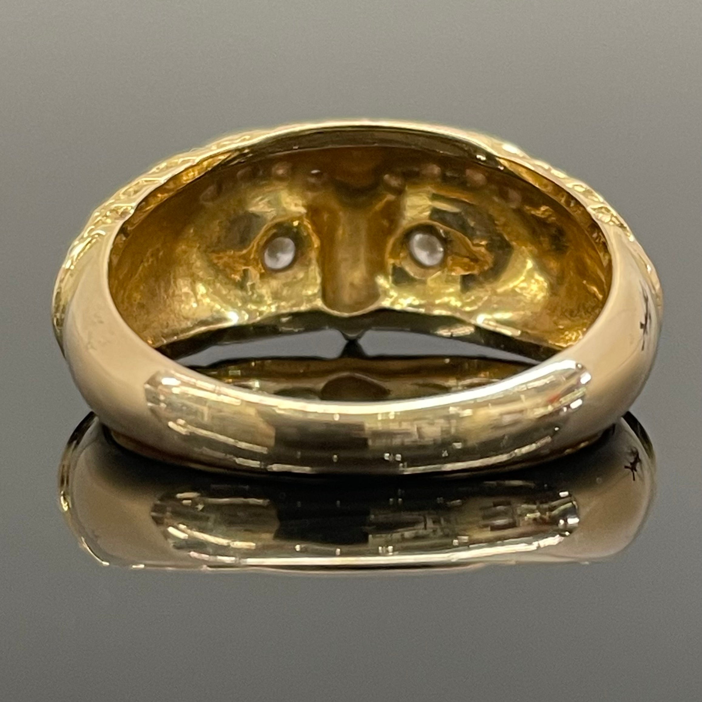 ノンブランド_K18梟モチーフリング _FD0.11ct 6.7g _中古品