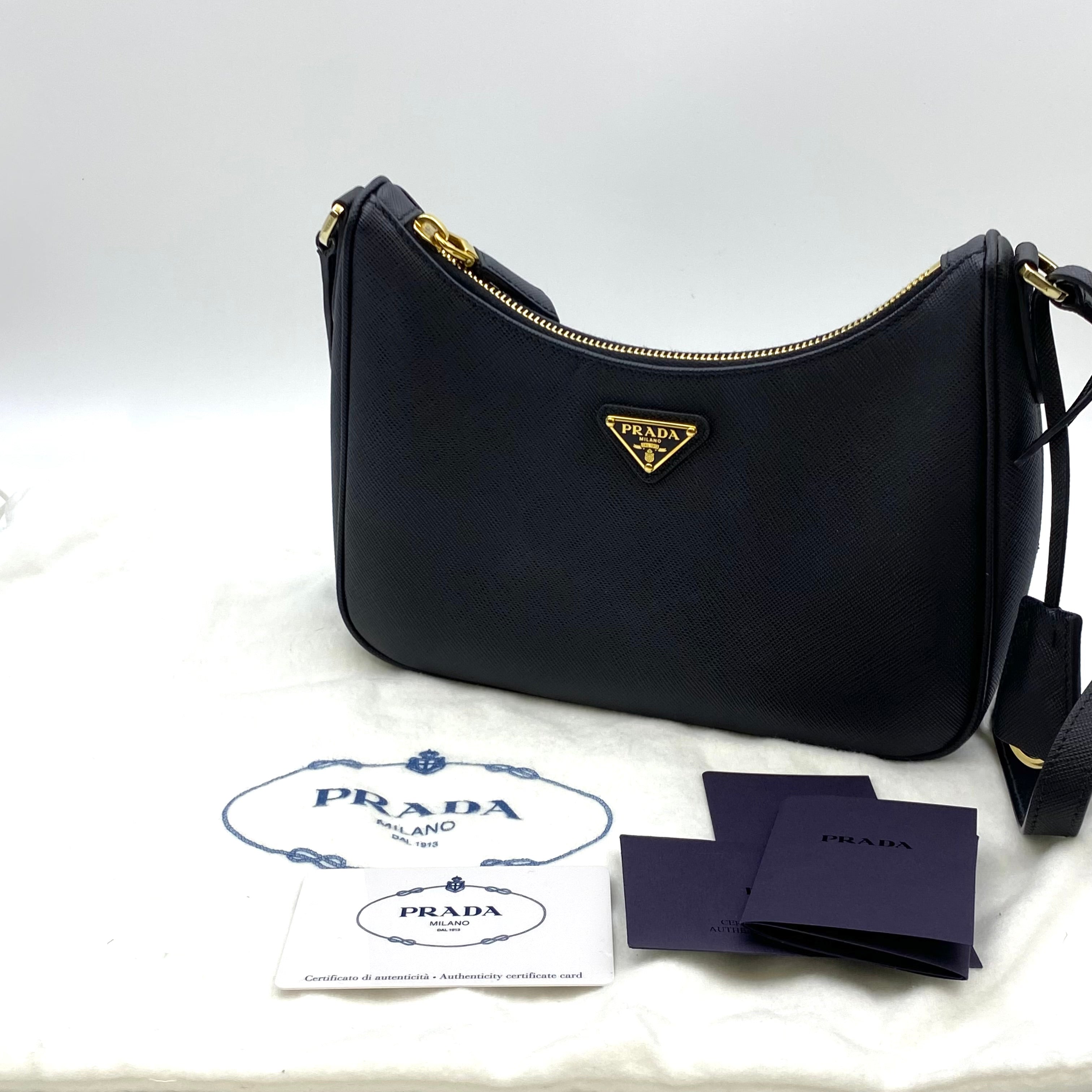 【送料無料】_PRADA_(プラダ)_1BC204_サフィアーノ レザー 黒_ミニバッグ ショルダーバッグ_中古品
