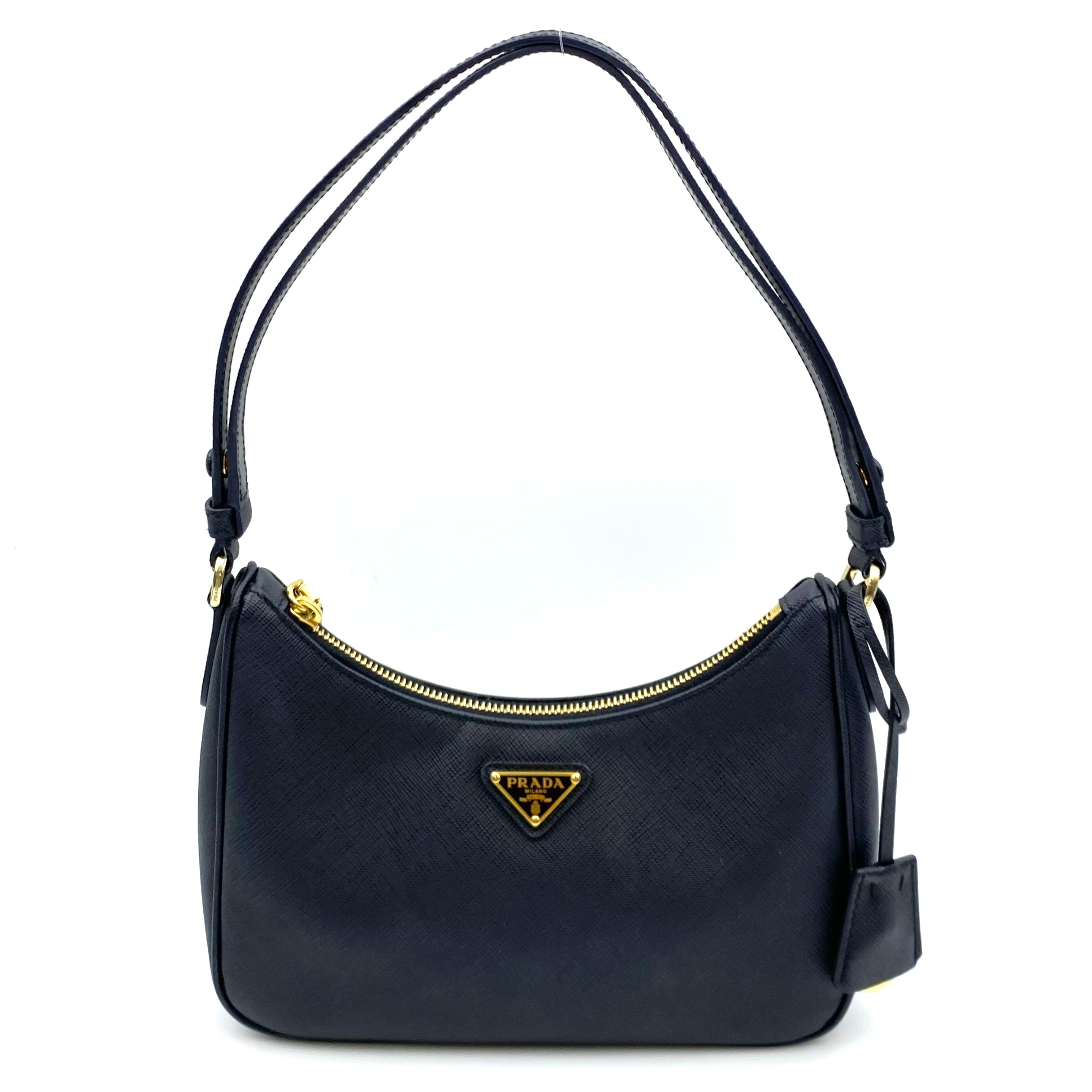 【送料無料】_PRADA_(プラダ)_1BC204_サフィアーノ レザー 黒_ミニバッグ ショルダーバッグ_中古品