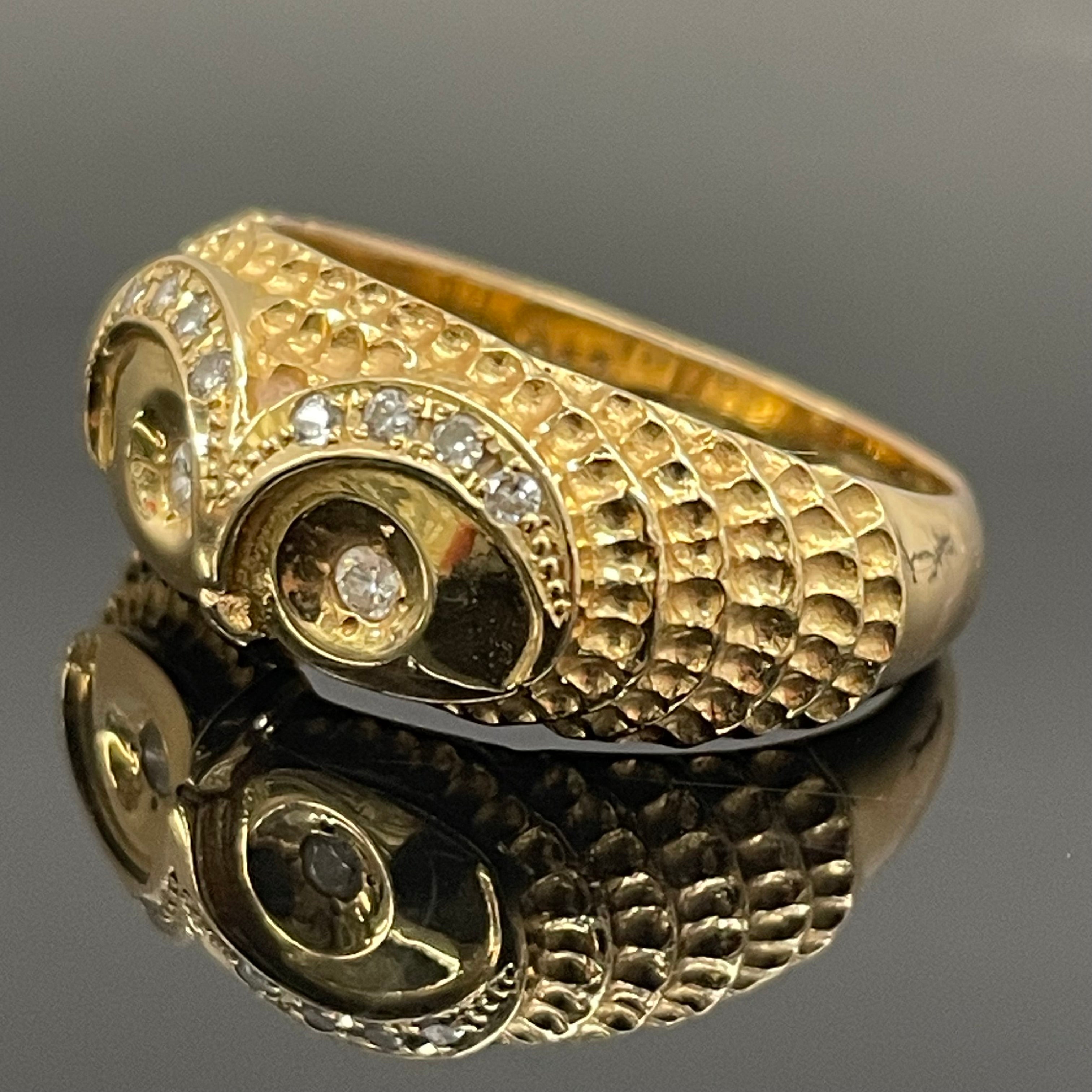 ノンブランド_K18梟モチーフリング _FD0.11ct 6.7g _中古品