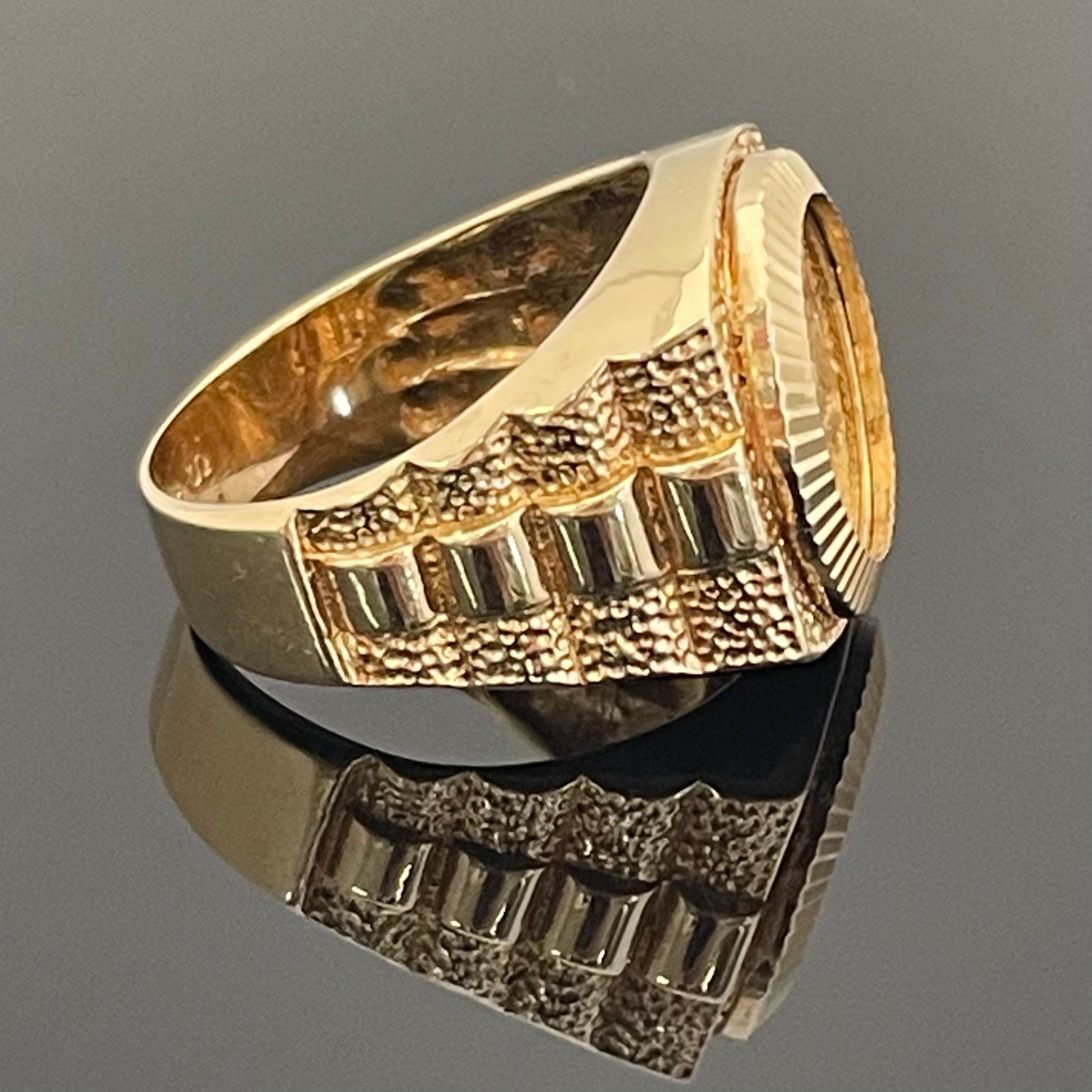 【送料無料】_ ノンブランド _メキシコ金貨コインリング_ K21.6/14K 10.1g _中古品