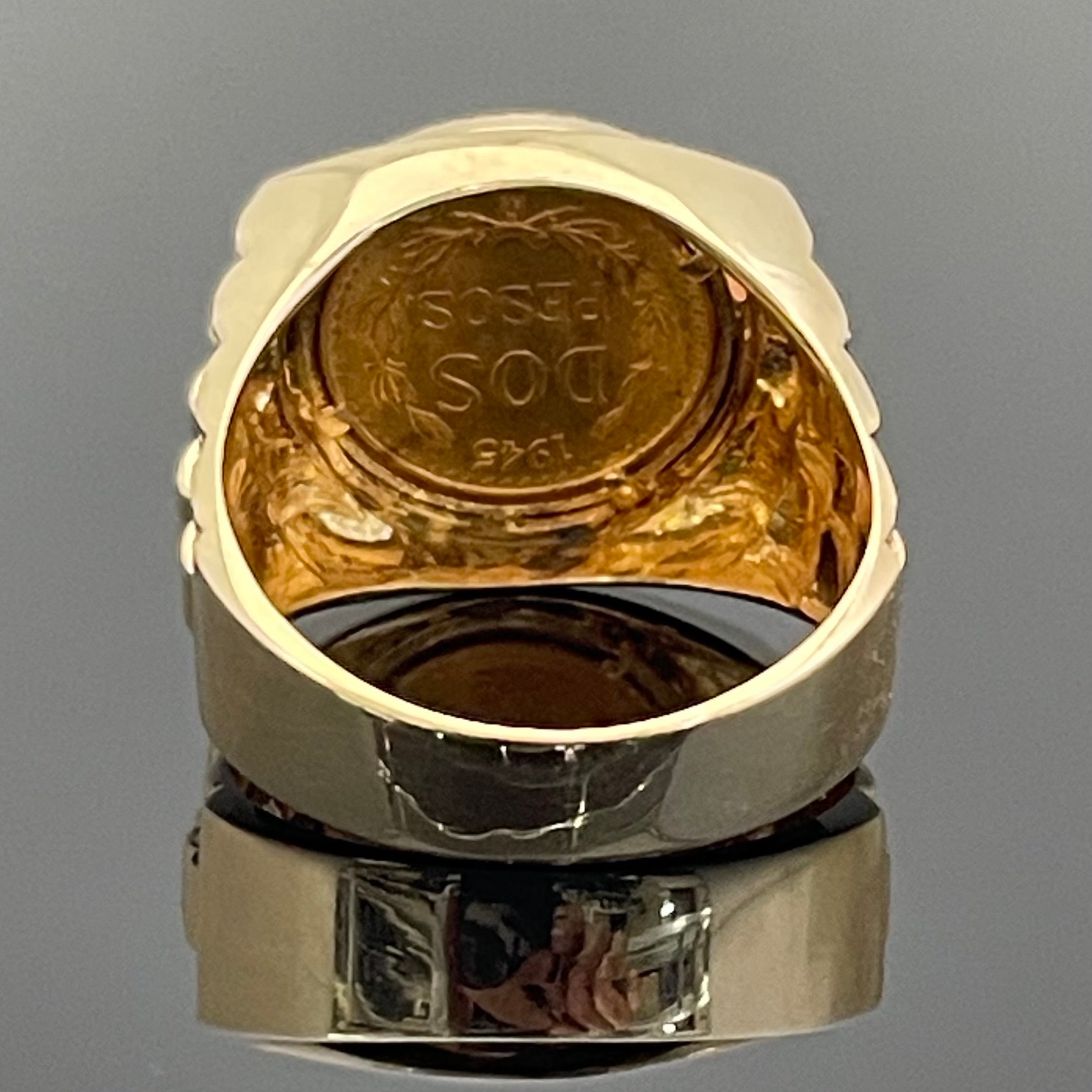 【送料無料】_ ノンブランド _メキシコ金貨コインリング_ K21.6/14K 10.1g _中古品