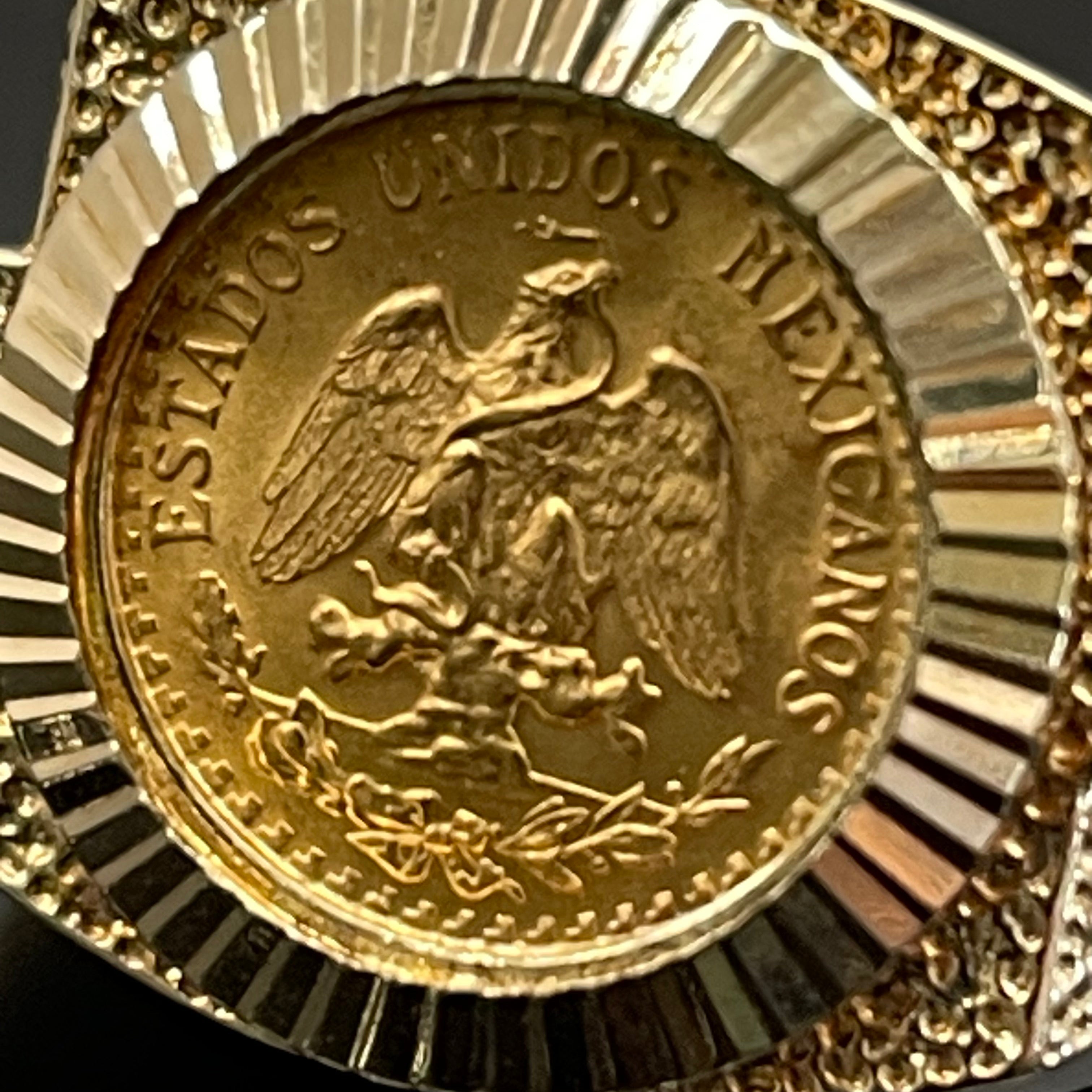 【送料無料】_ ノンブランド _メキシコ金貨コインリング_ K21.6/14K 10.1g _中古品