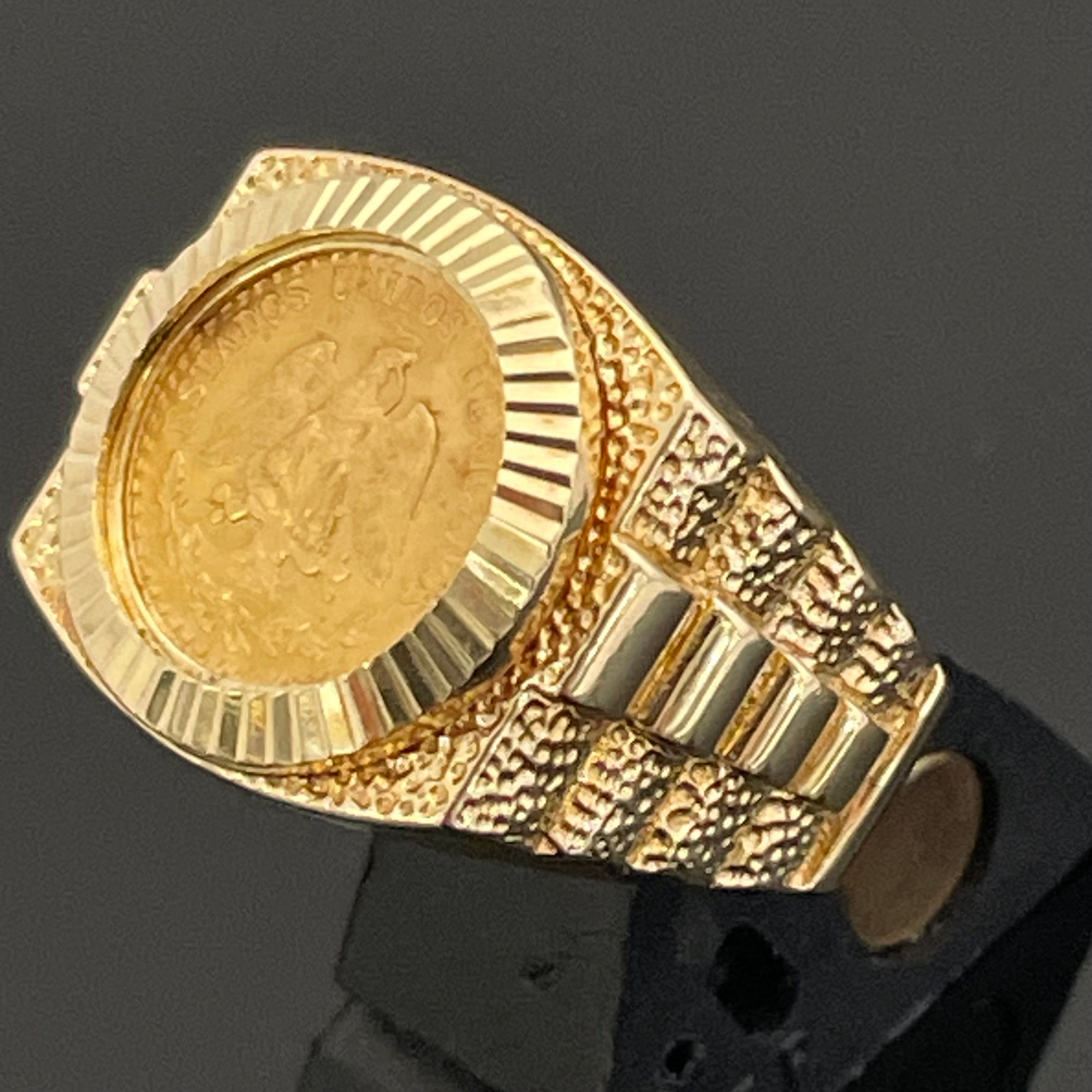 【送料無料】_ ノンブランド _メキシコ金貨コインリング_ K21.6/14K 10.1g _中古品