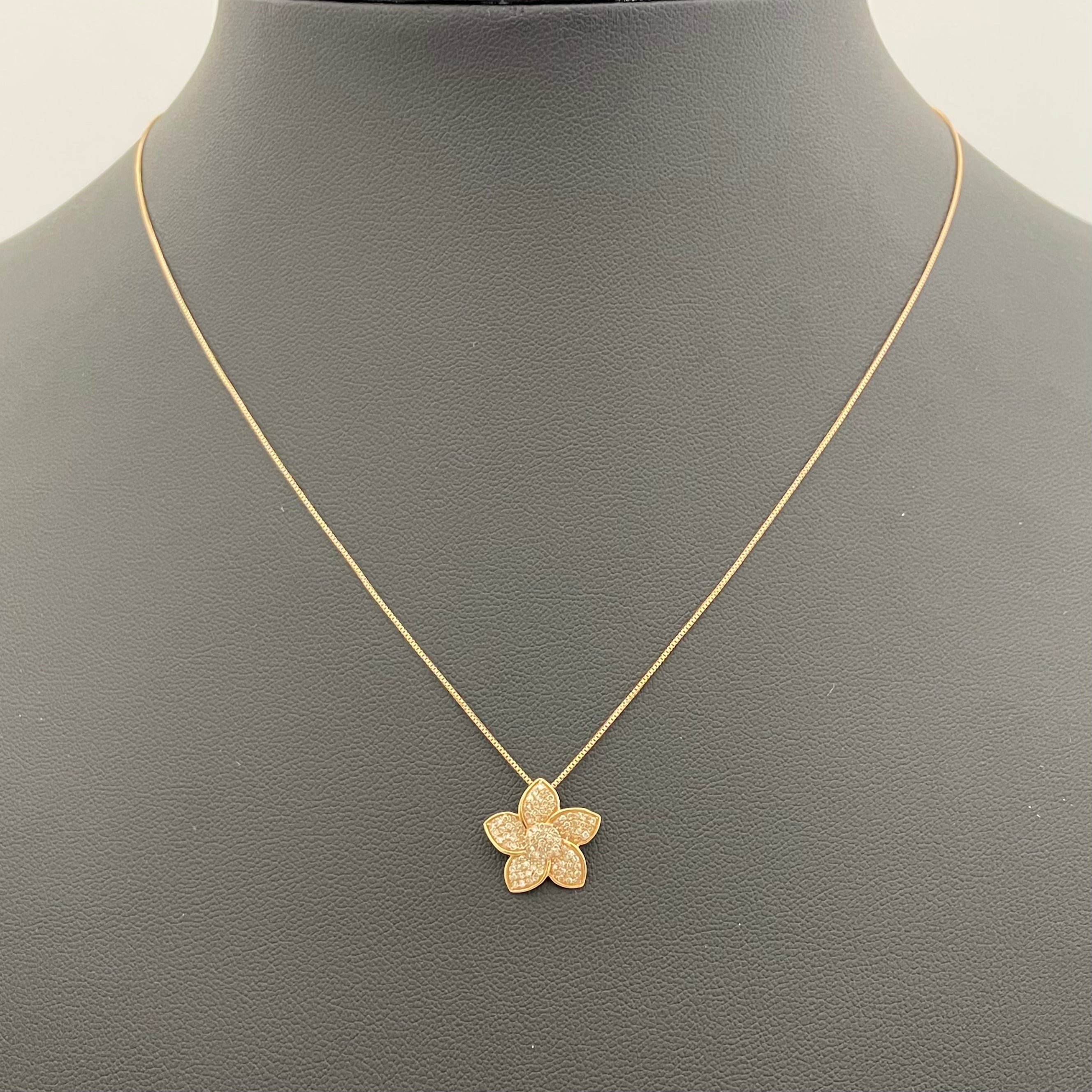 ノンブランド_ K18RGダイヤモンドFD0.28ct_ ペンダントネックレス_ 中古品