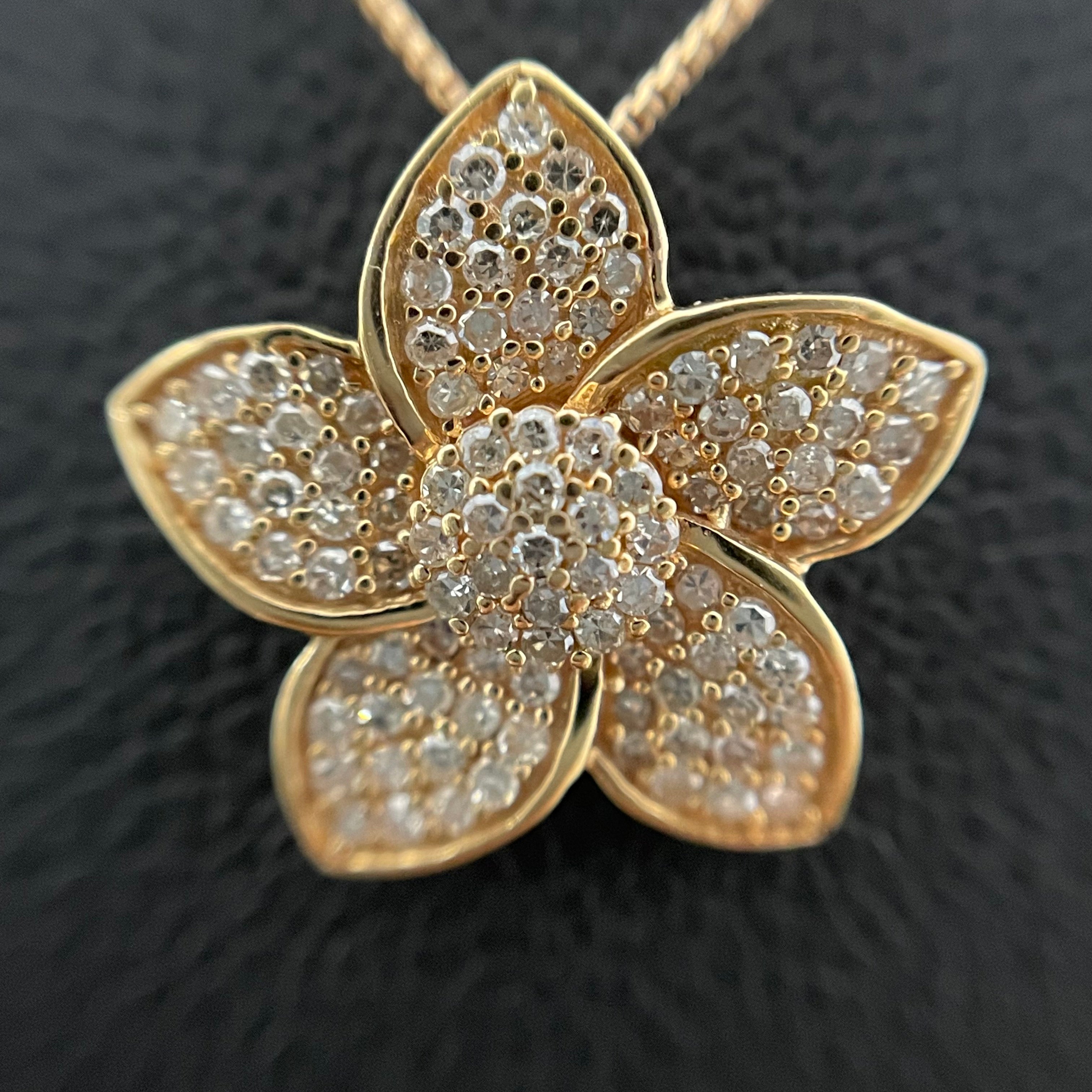 ノンブランド_ K18RGダイヤモンドFD0.28ct_ ペンダントネックレス_ 中古品