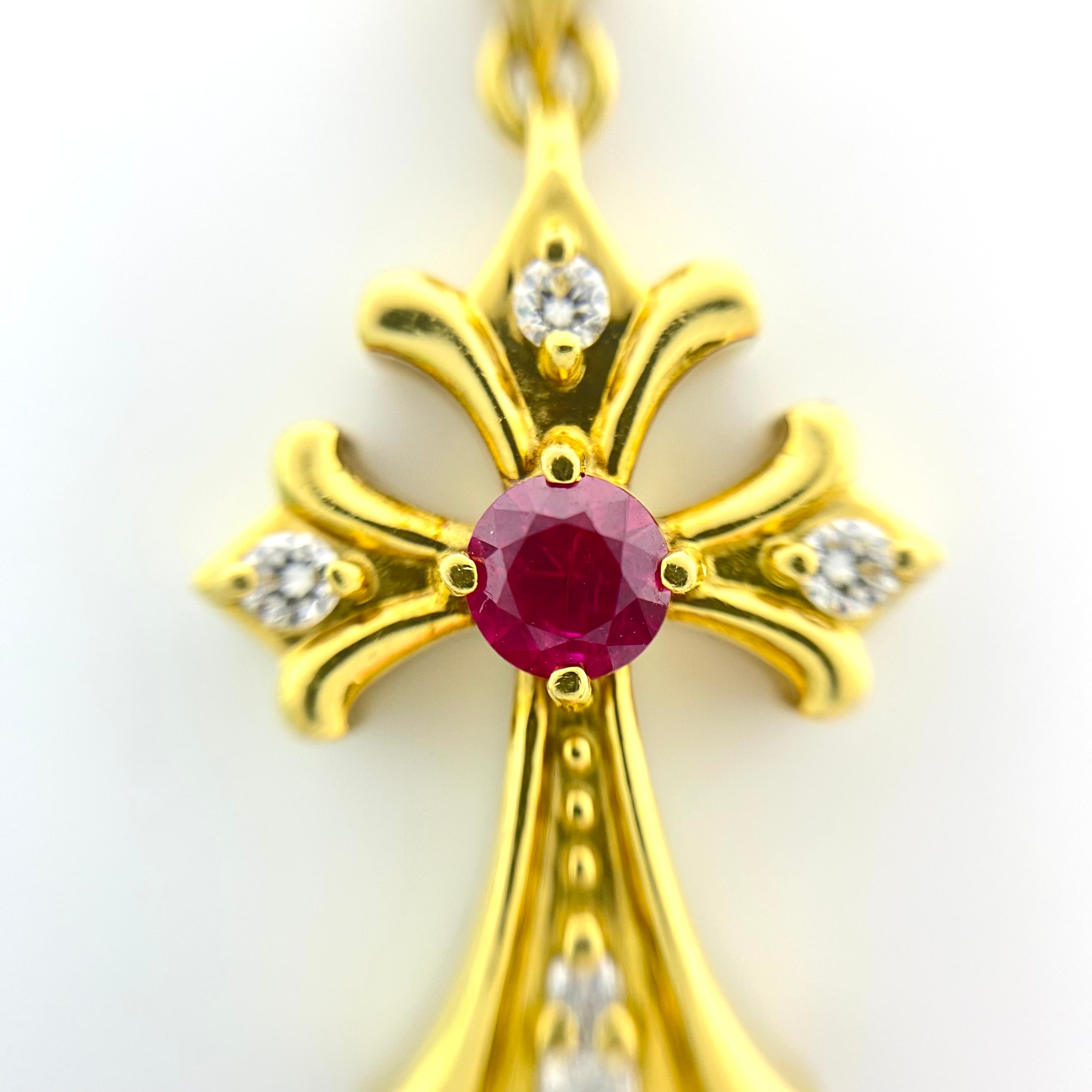 ノンブランド_K18 R0.36ct FD0.16ct 5.5g_クロス ペンダントトップ_中古品