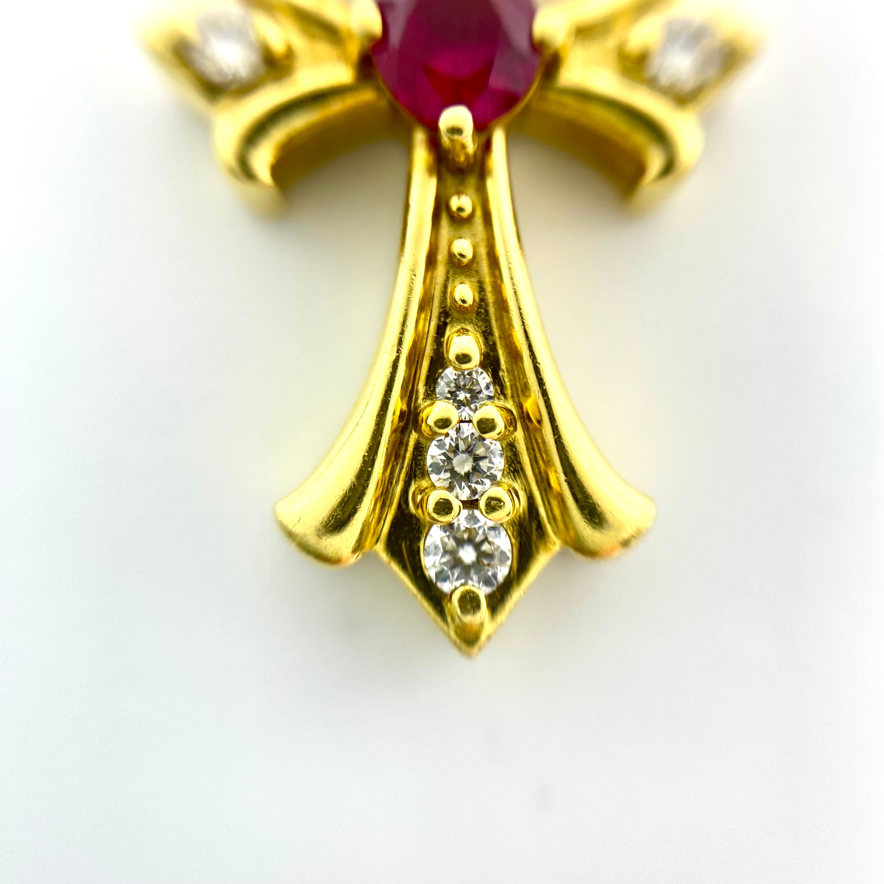 ノンブランド_K18 R0.36ct FD0.16ct 5.5g_クロス ペンダントトップ_中古品