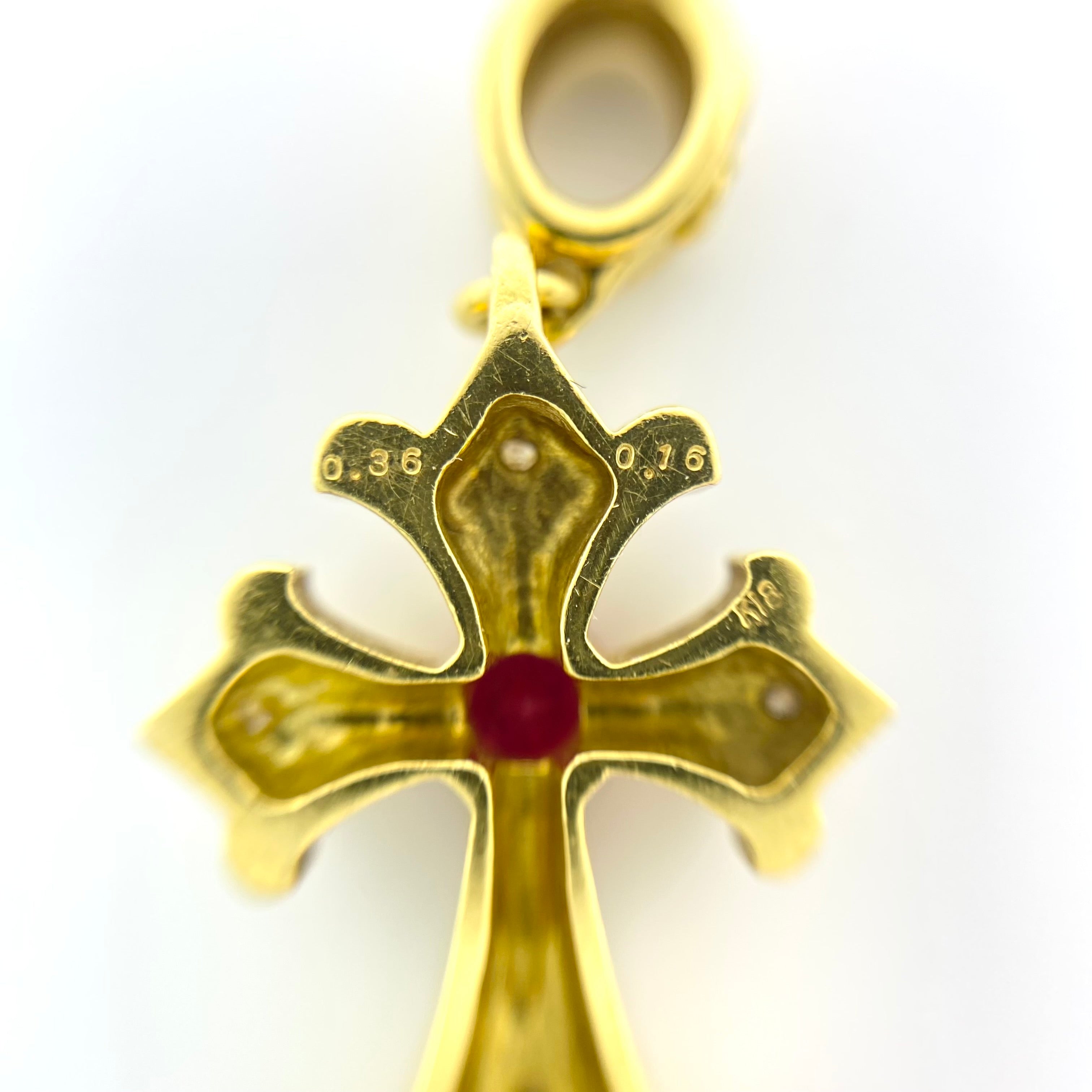 ノンブランド_K18 R0.36ct FD0.16ct 5.5g_クロス ペンダントトップ_中古品