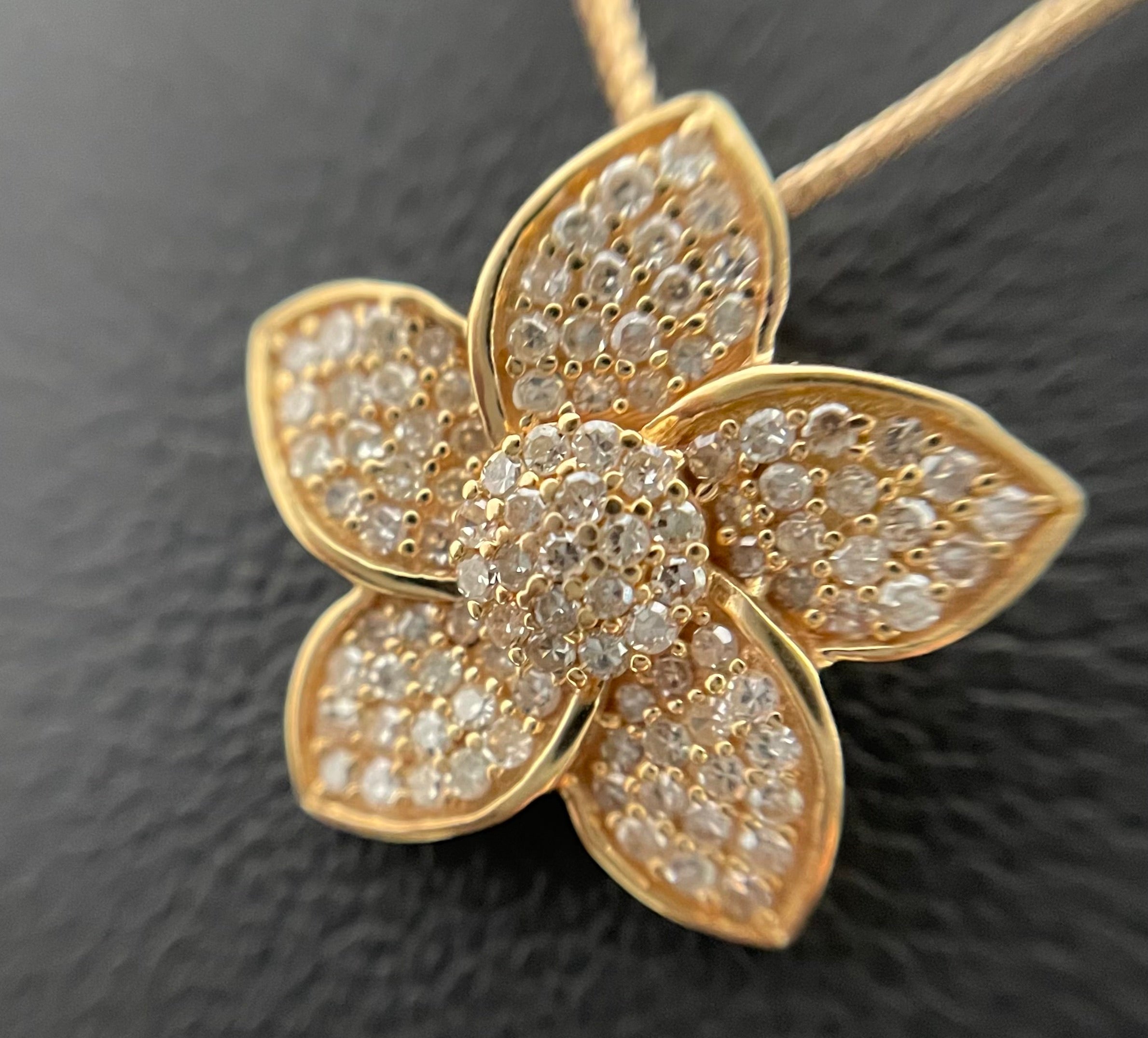 ノンブランド_ K18RGダイヤモンドFD0.28ct_ ペンダントネックレス_ 中古品