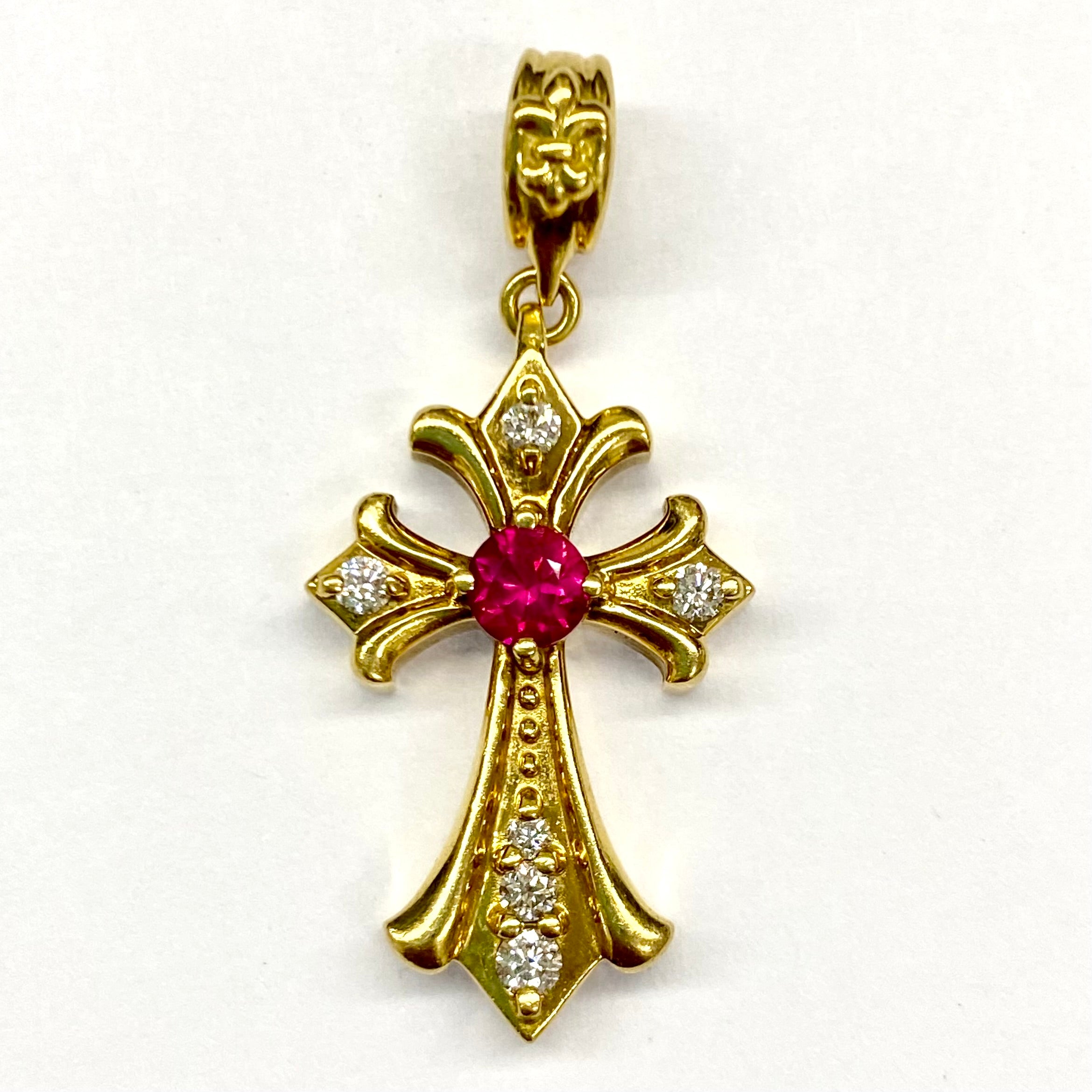 ノンブランド_K18 R0.36ct FD0.16ct 5.5g_クロス ペンダントトップ_中古品