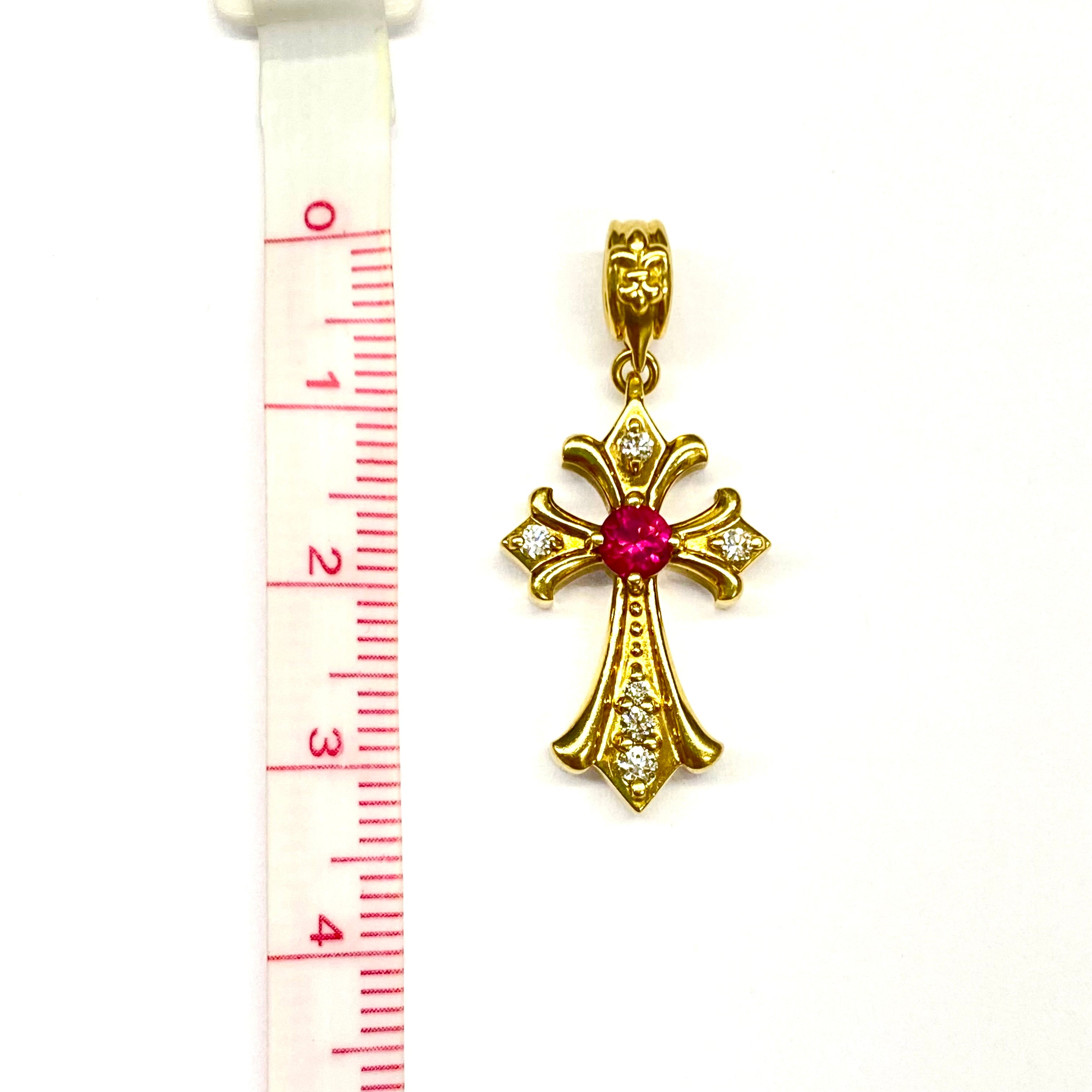 ノンブランド_K18 R0.36ct FD0.16ct 5.5g_クロス ペンダントトップ_中古品