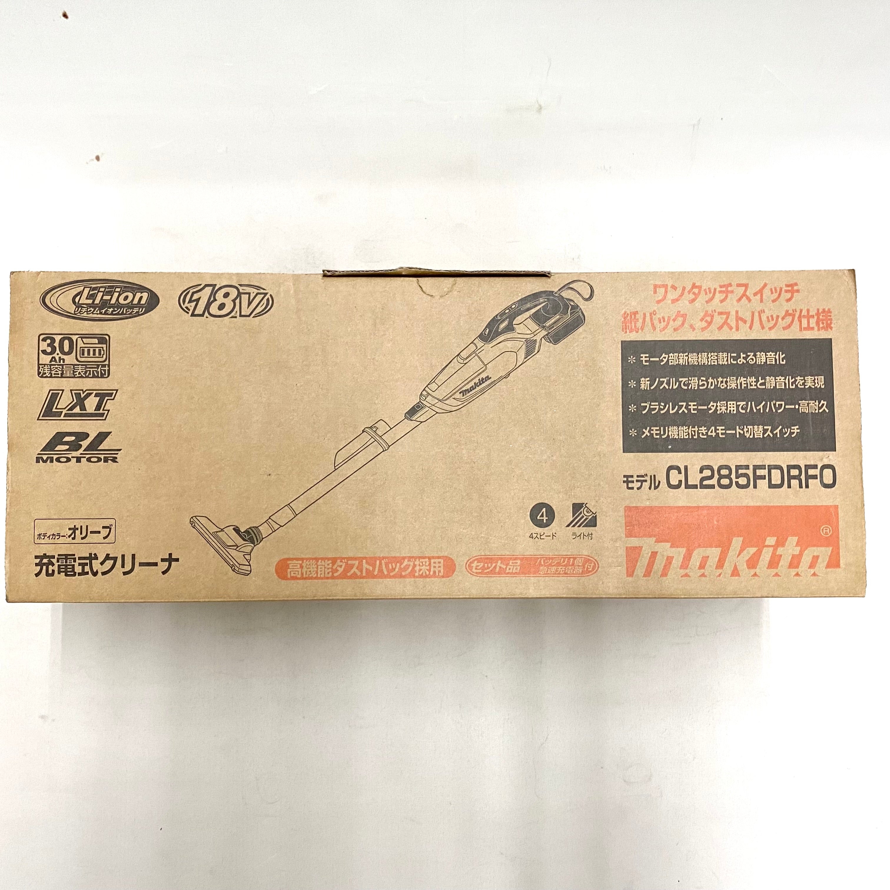 【送料無料】_ makita _(マキタ) _充電式クリーナーCL285FDRFO(オリーブ) _18V 3. 0Ah (バッテリBL1830B×1本)_充電器DC18RF_ 未使用品