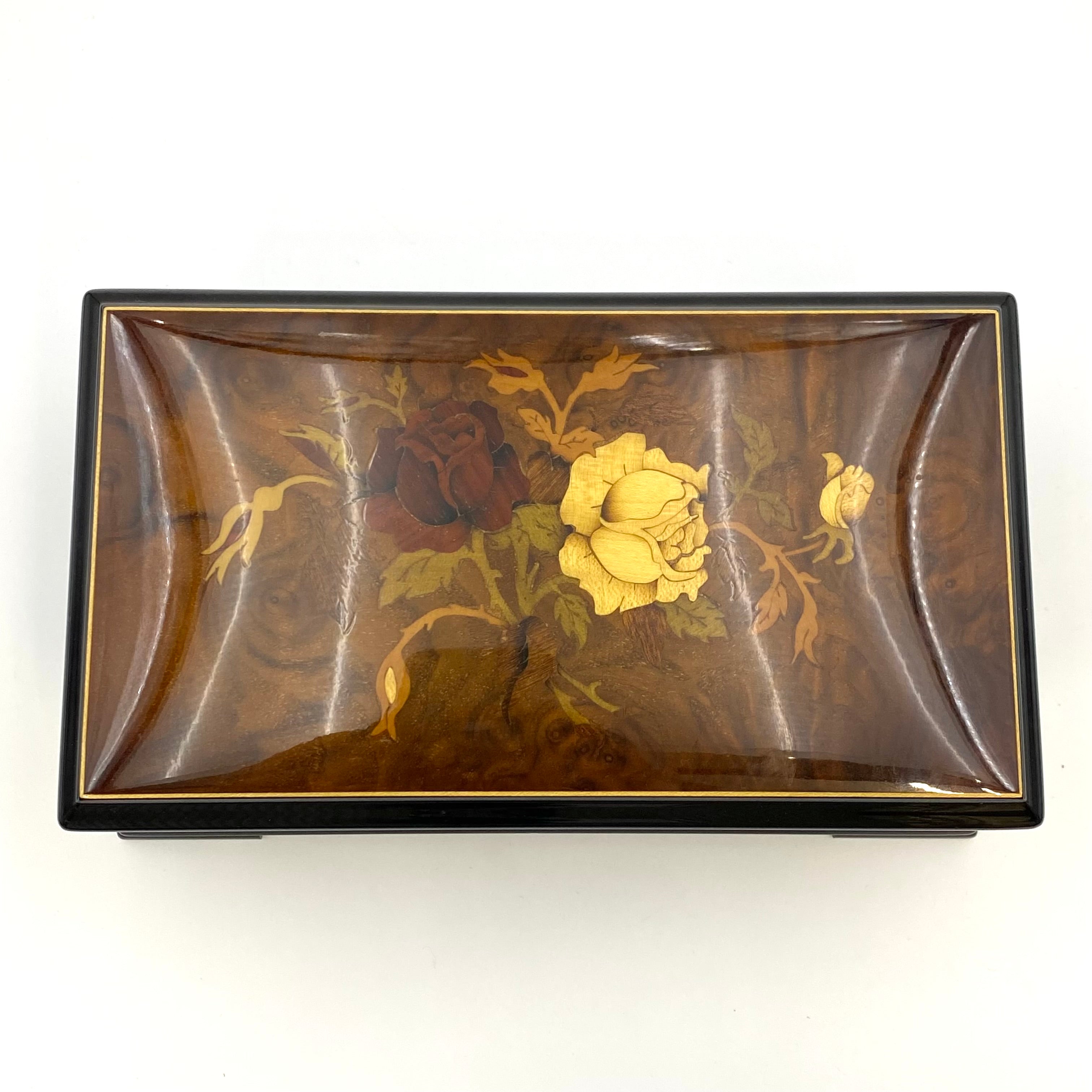 【送料無料】_REUGE_(リュージュ)72弁 オルゴール_カノン 3パート_J.Pachelbel (ヨハン・パッヘルベル)_ローズ ウッド 象嵌_オルゴール 中古品