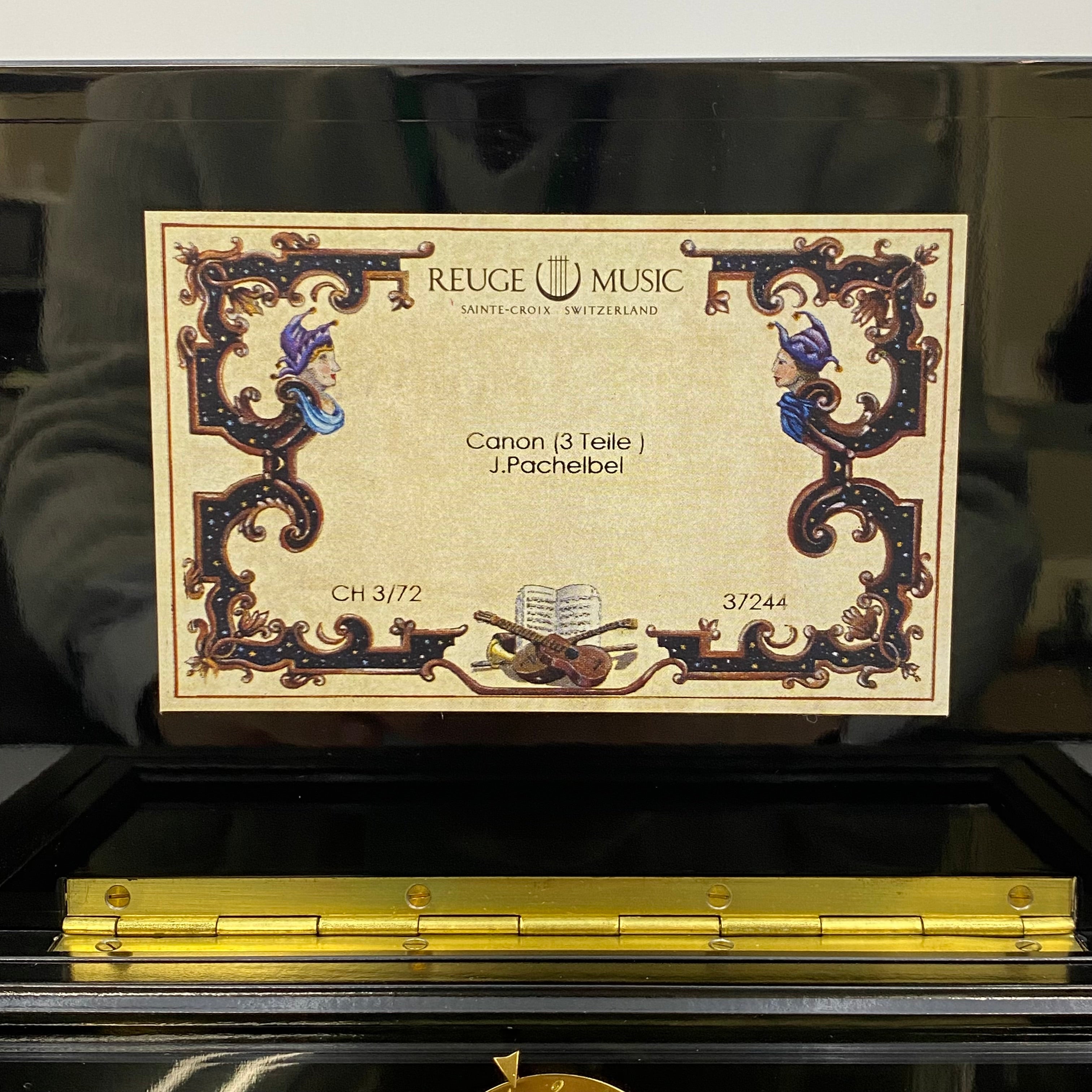【送料無料】_REUGE_(リュージュ)72弁 オルゴール_カノン 3パート_J.Pachelbel (ヨハン・パッヘルベル)_ローズ ウッド 象嵌_オルゴール 中古品