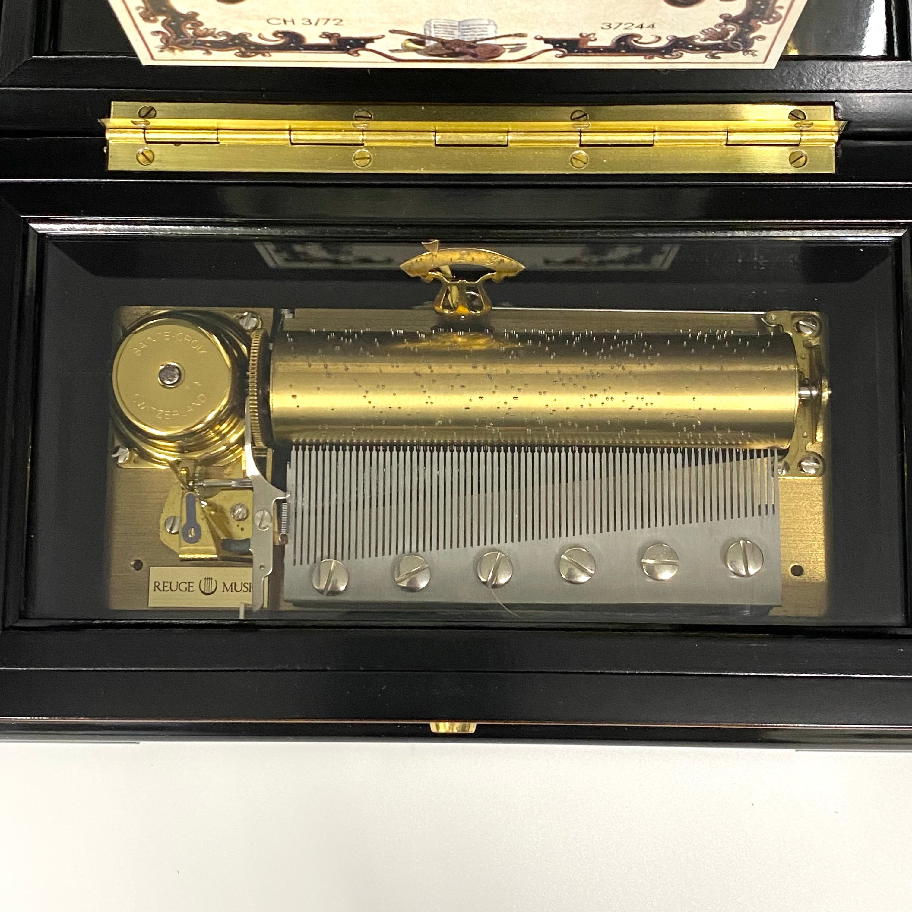 【送料無料】_REUGE_(リュージュ)72弁 オルゴール_カノン 3パート_J.Pachelbel (ヨハン・パッヘルベル)_ローズ ウッド 象嵌_オルゴール 中古品