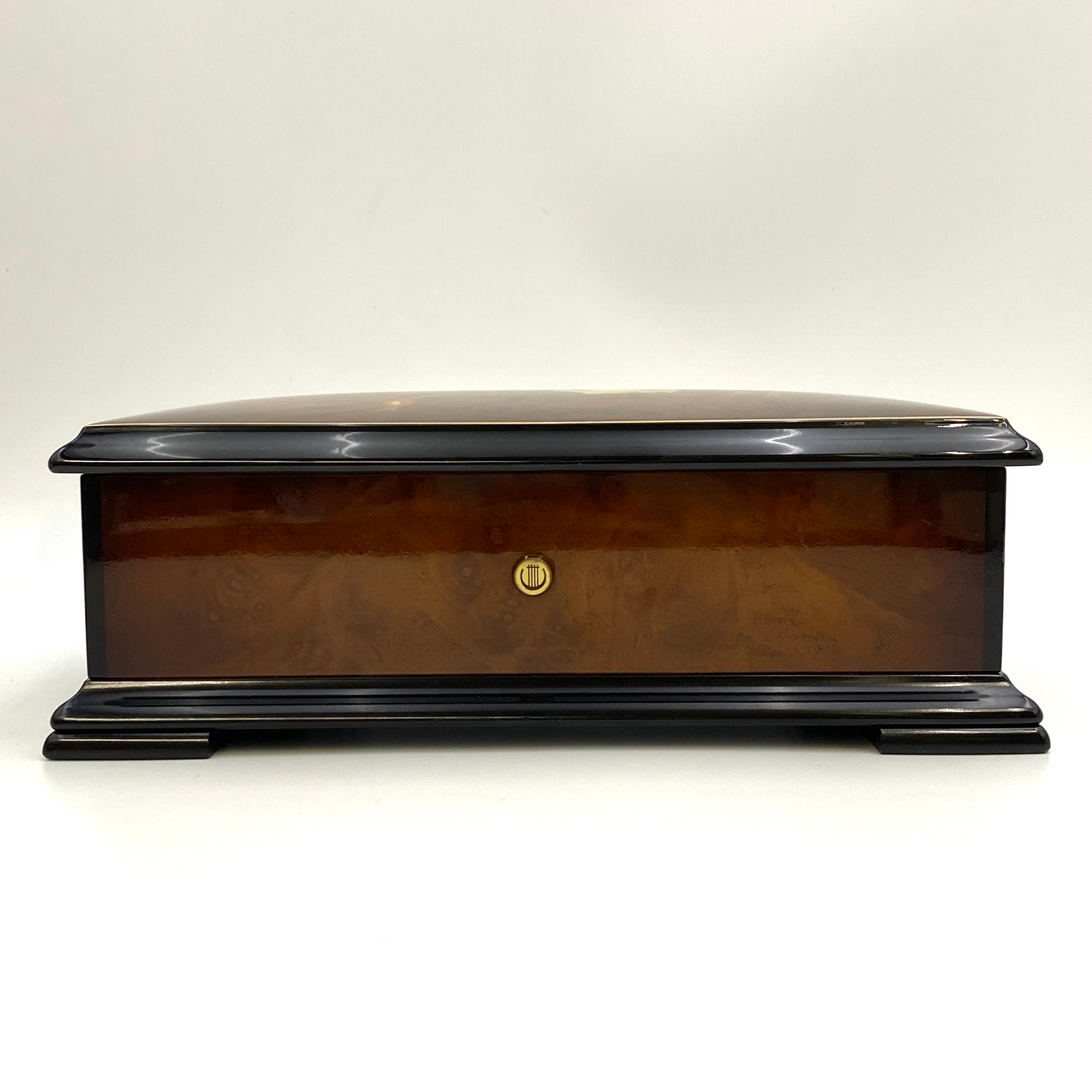 【送料無料】_REUGE_(リュージュ)72弁 オルゴール_カノン 3パート_J.Pachelbel (ヨハン・パッヘルベル)_ローズ ウッド 象嵌_オルゴール 中古品