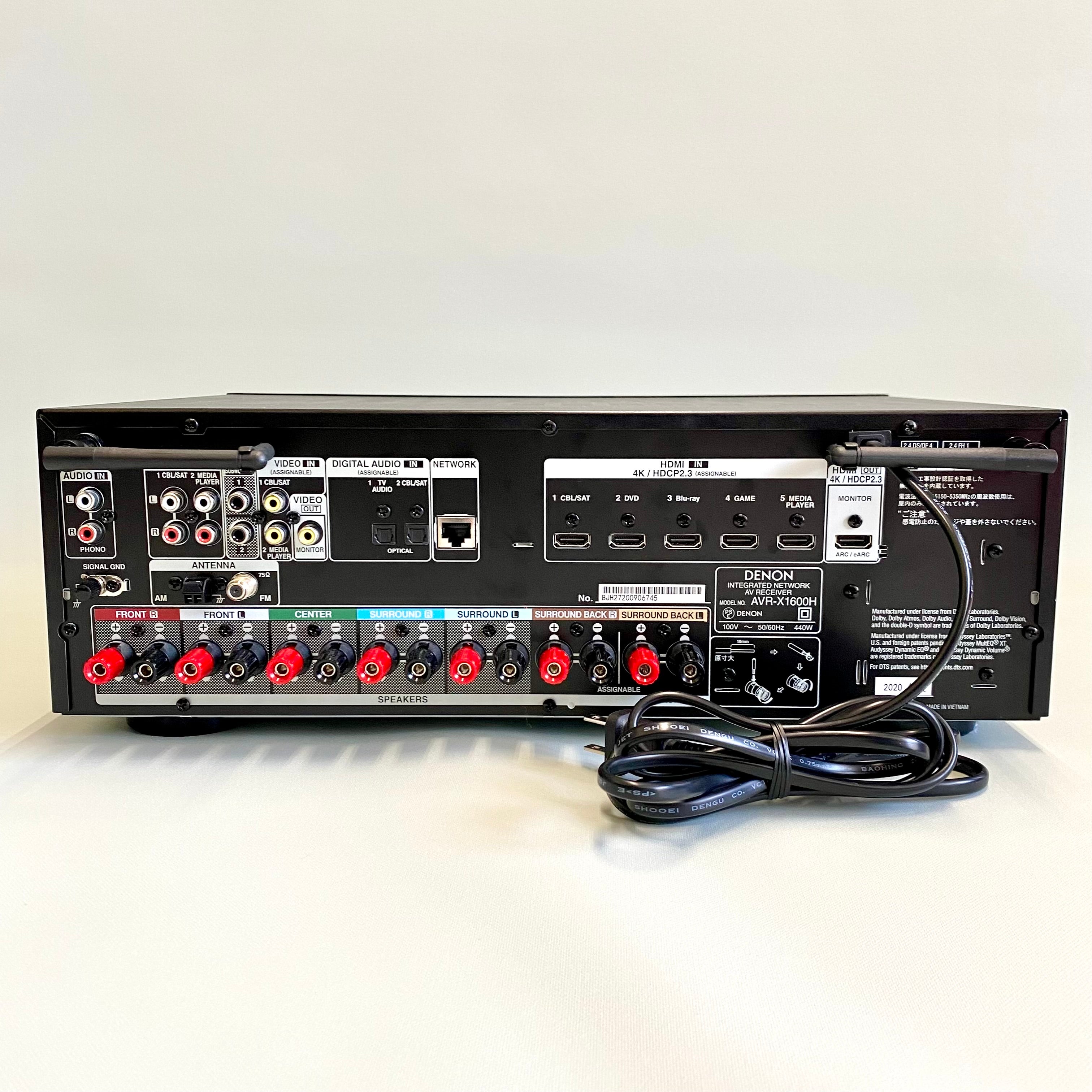 【送料無料】_DENON(デノン)_AVR-X1600H AVアンプ_SC-T17、SC-N10、SC-EN10_スピーカーセット_2020年製 中古品