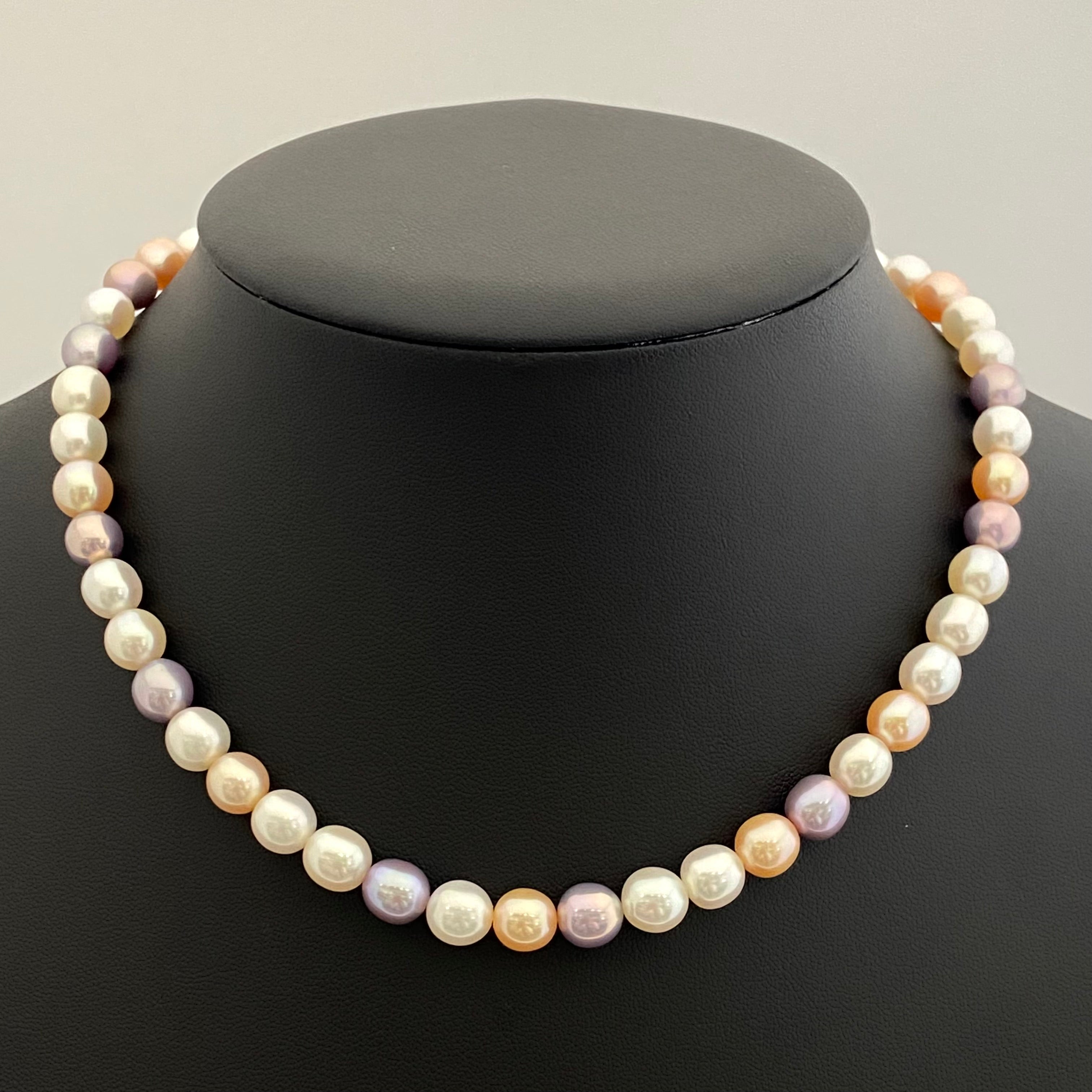 TASAKI_(田崎)_K18 淡水パール マルチカラー_7.5−8.0mm 42cm 一連ネックレス_中古品