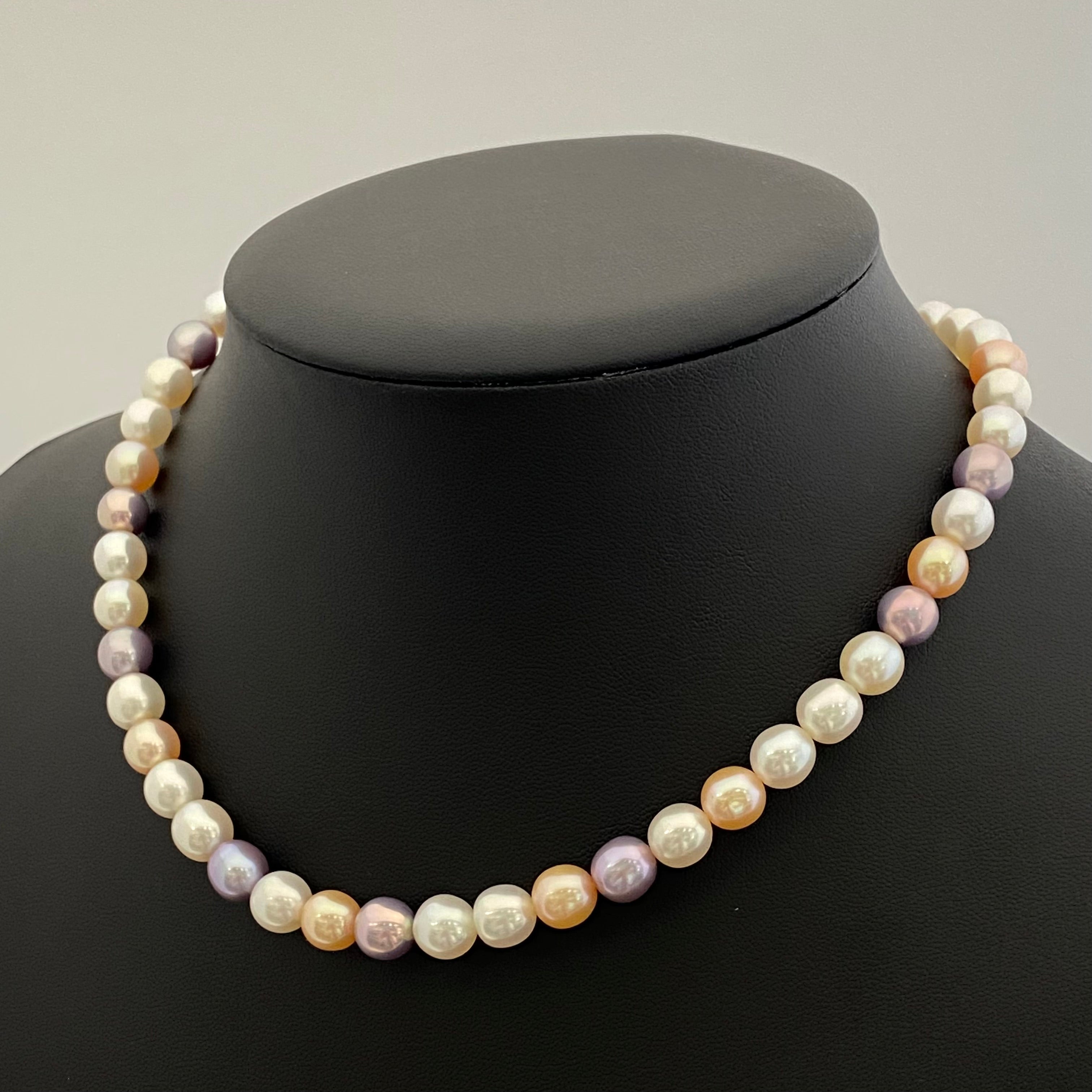 TASAKI_(田崎)_K18 淡水パール マルチカラー_7.5−8.0mm 42cm 一連ネックレス_中古品