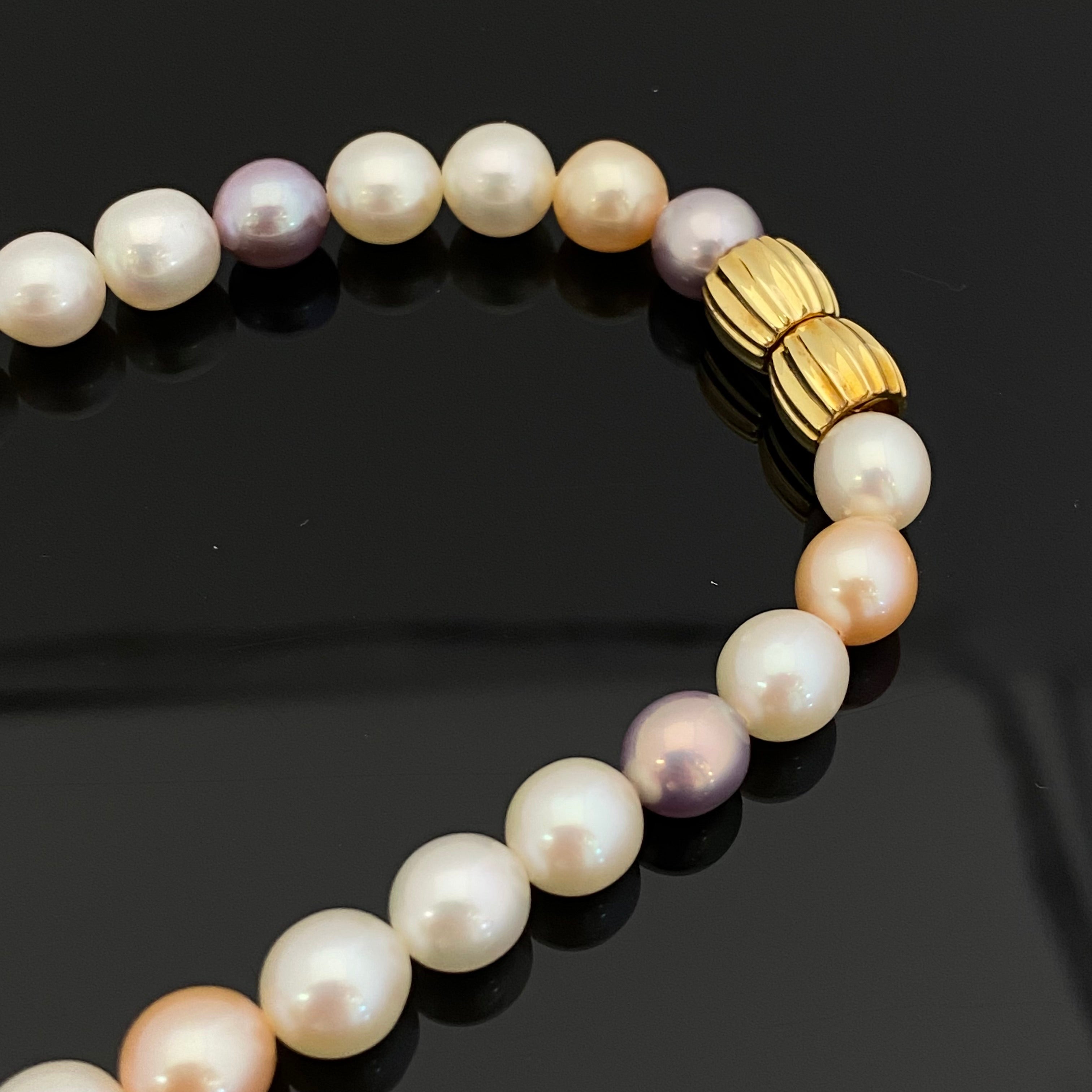 TASAKI_(田崎)_K18 淡水パール マルチカラー_7.5−8.0mm 42cm 一連ネックレス_中古品