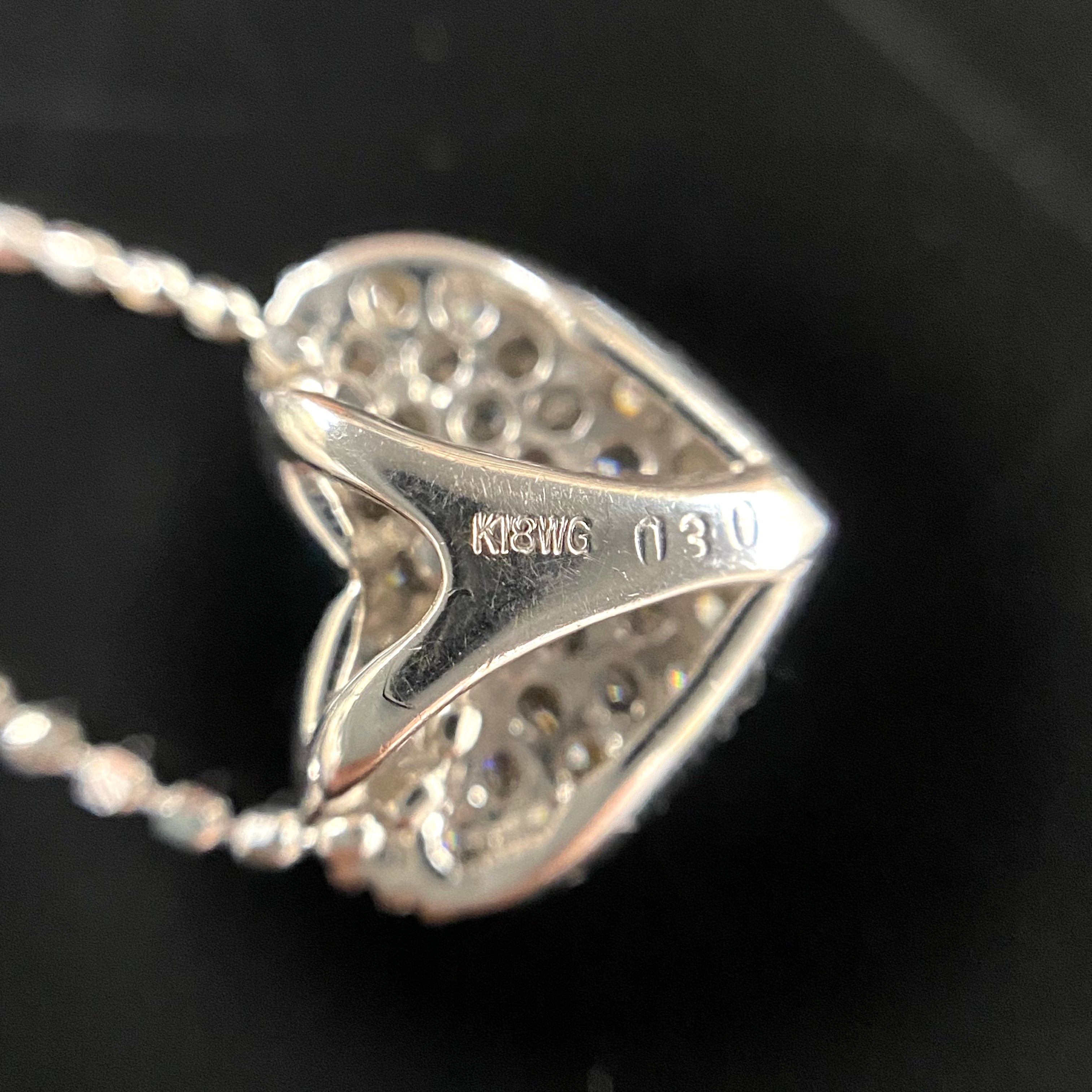 ノンブランド_ダイヤモンド ハートデザイン_ペンダント ネックレス_K18WG FD0.3ct 1.9g_中古品