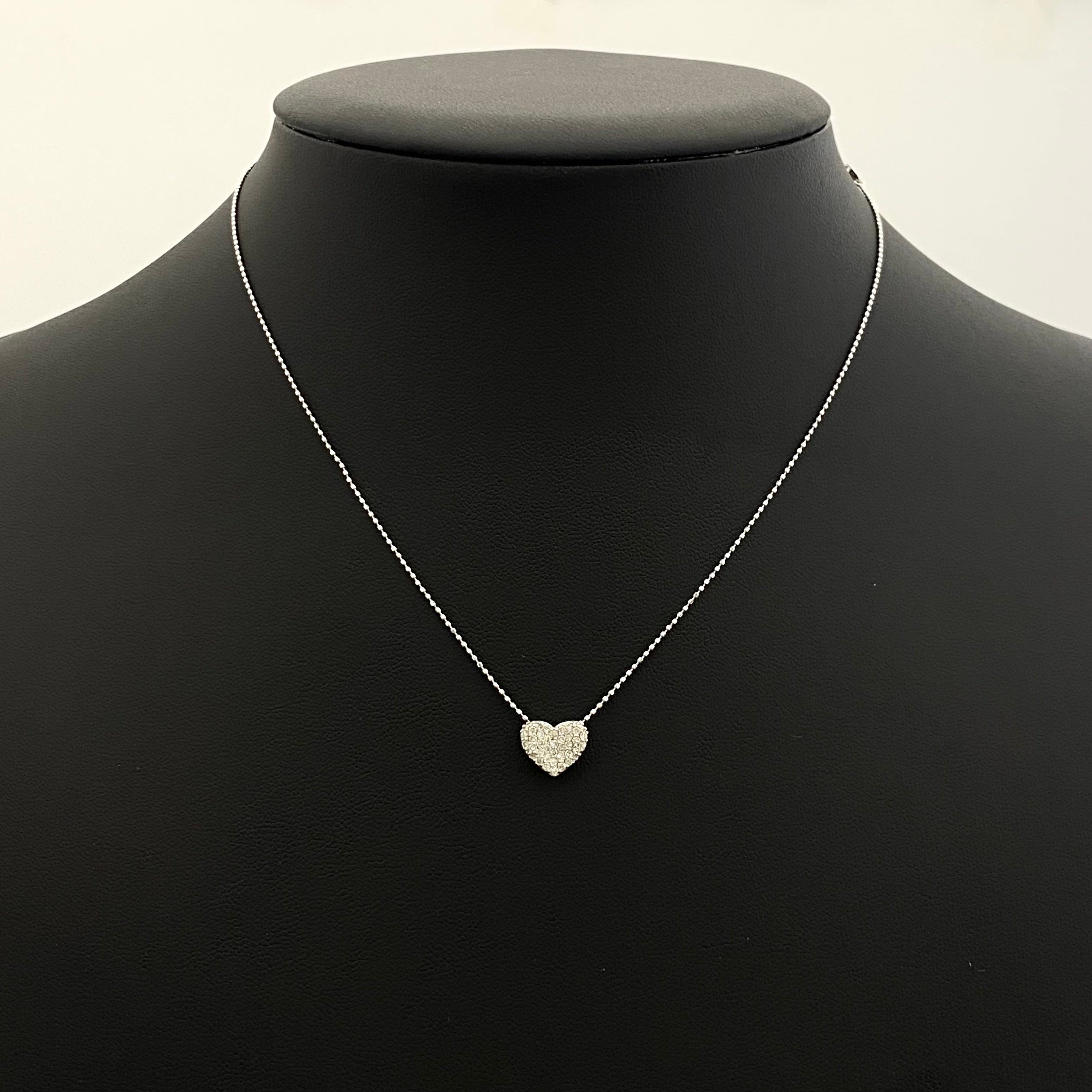 ノンブランド_ダイヤモンド ハートデザイン_ペンダント ネックレス_K18WG FD0.3ct 1.9g_中古品