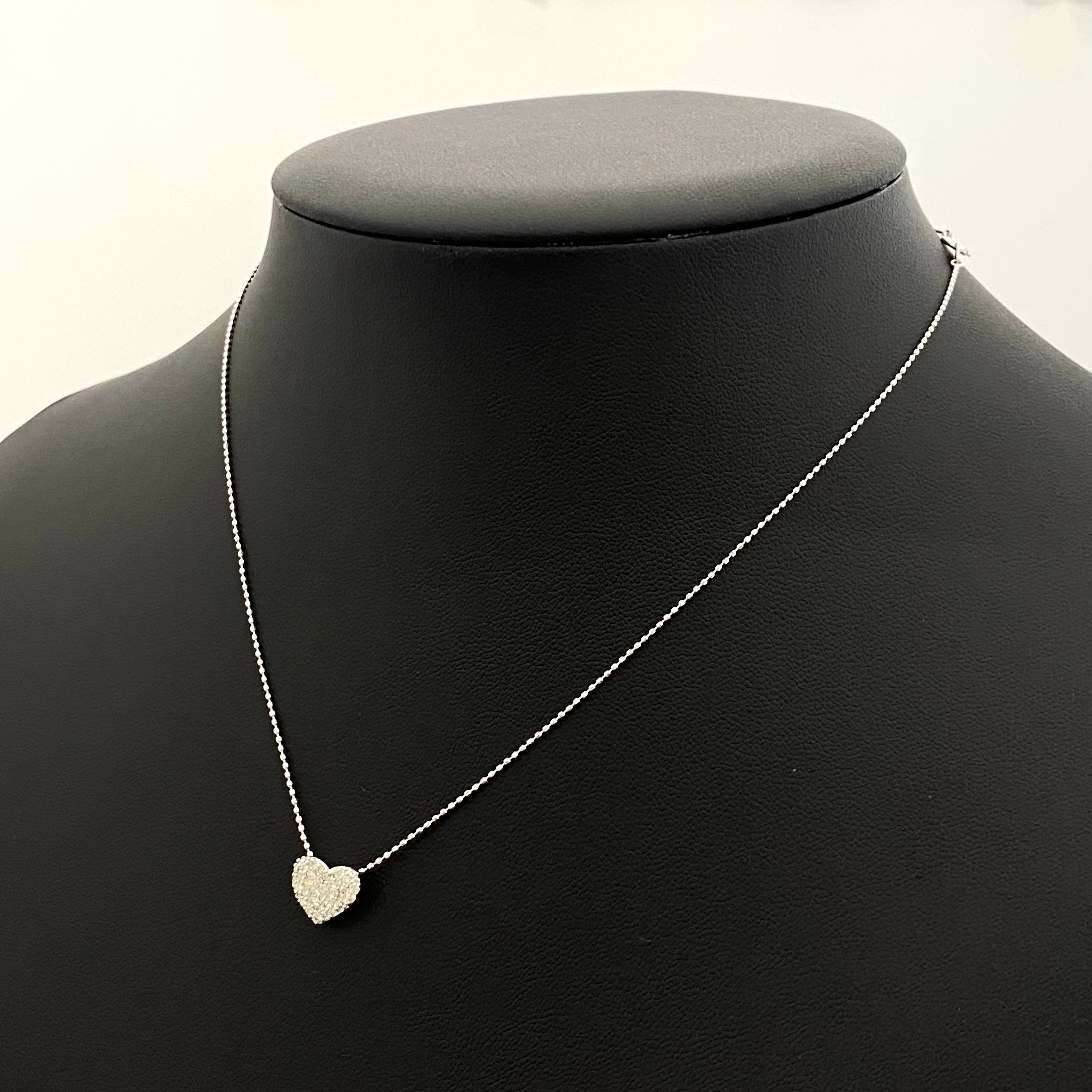 ノンブランド_ダイヤモンド ハートデザイン_ペンダント ネックレス_K18WG FD0.3ct 1.9g_中古品