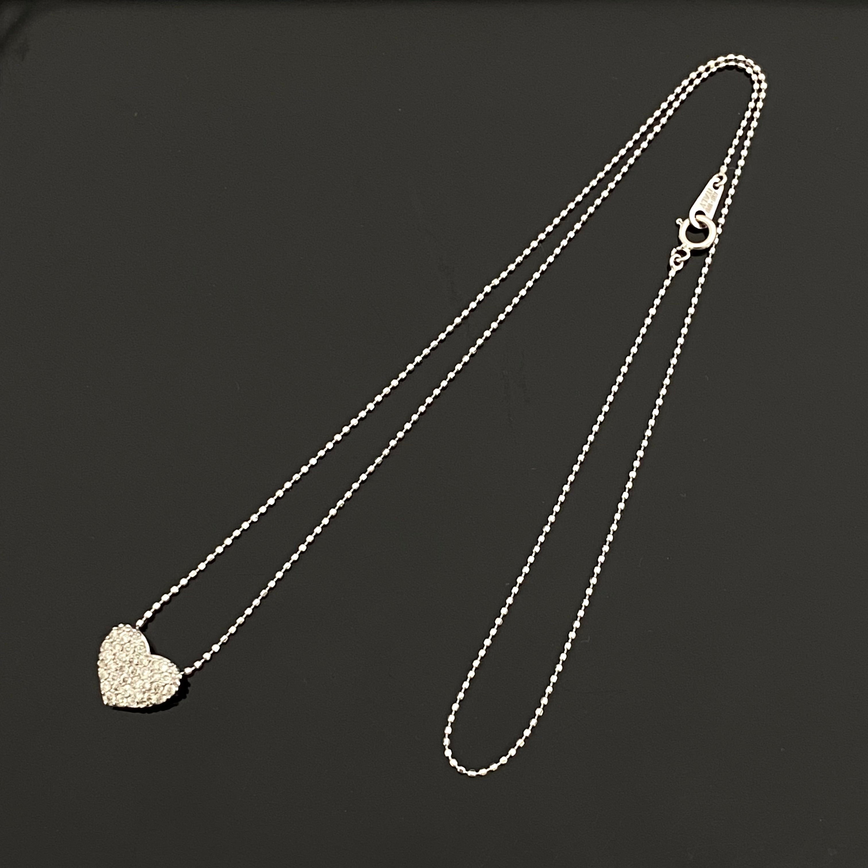 ノンブランド_ダイヤモンド ハートデザイン_ペンダント ネックレス_K18WG FD0.3ct 1.9g_中古品