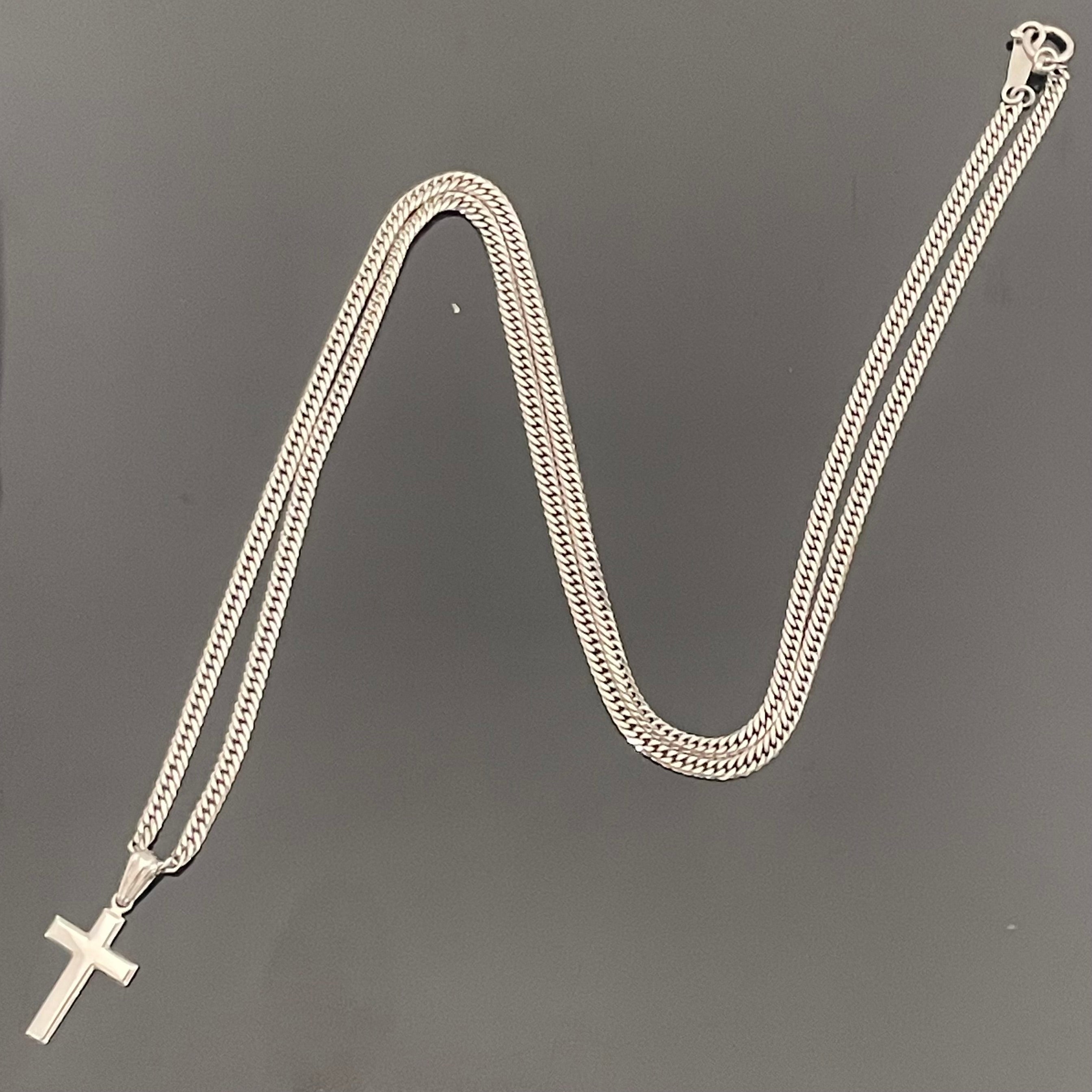 【送料無料】_ ノンブランド _Pt850ネックレス _Pt900クロストップ付き _W6面/50cm/11.2g _中古品