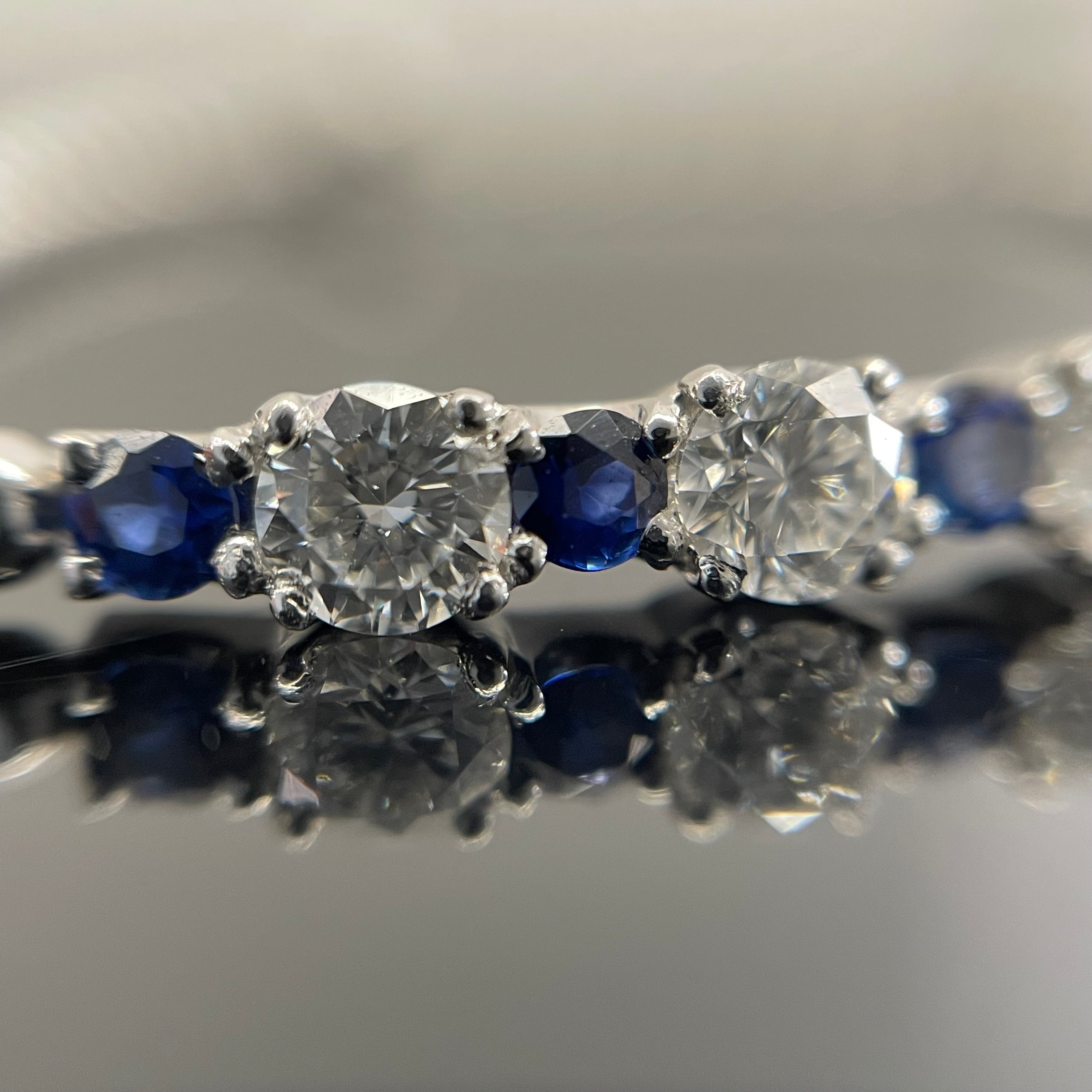 【送料無料】_ ノンブランド_Pt850ブレスレット _ダイヤモンド0.80ct_ サファイヤ0.35ct _18.5cm/6.9g_ 中古品