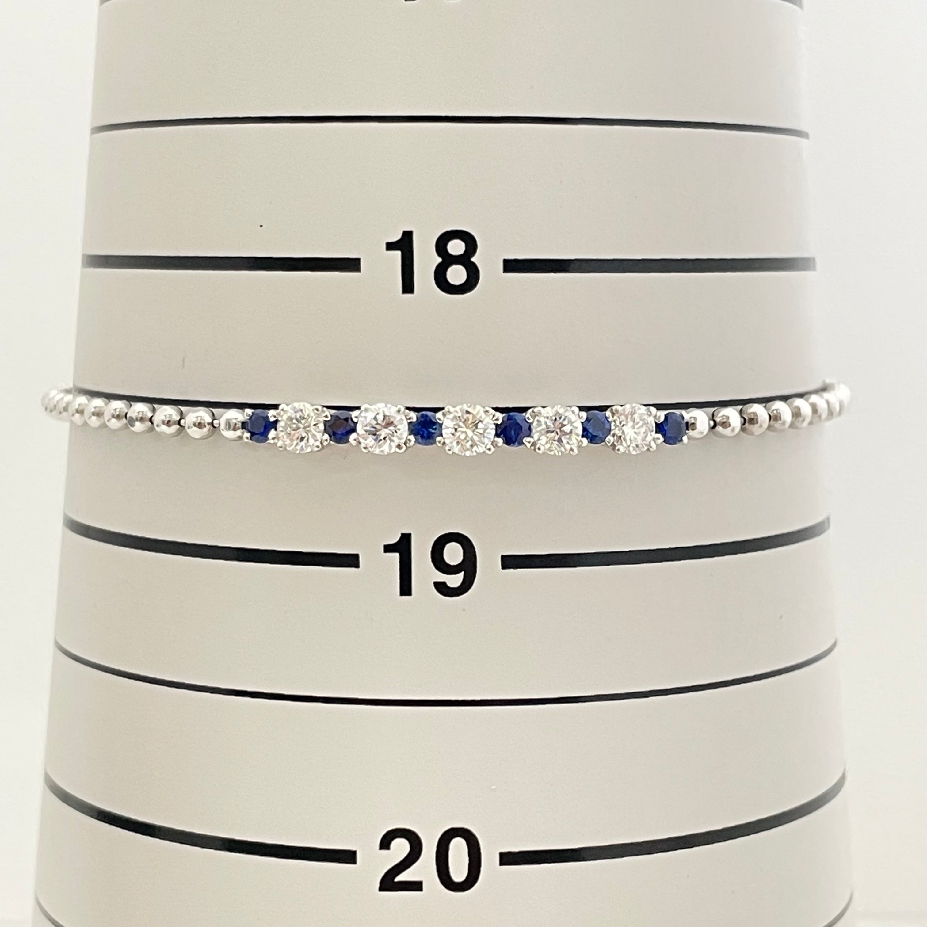 【送料無料】_ ノンブランド_Pt850ブレスレット _ダイヤモンド0.80ct_ サファイヤ0.35ct _18.5cm/6.9g_ 中古品