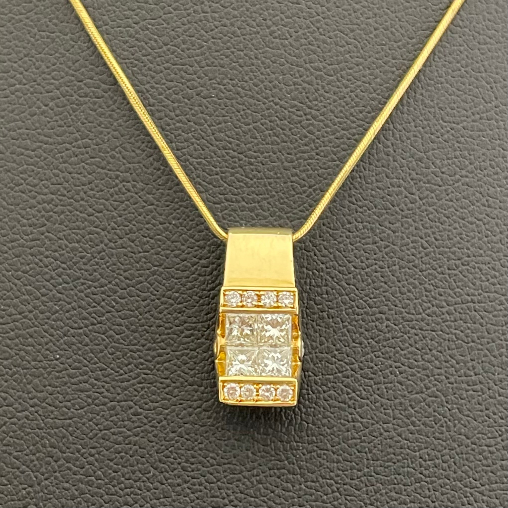 【送料無料】_ ノンブランド _K18ダイヤモンドネックレス_FD0.75ct/5.4g/45cm_ 中古品