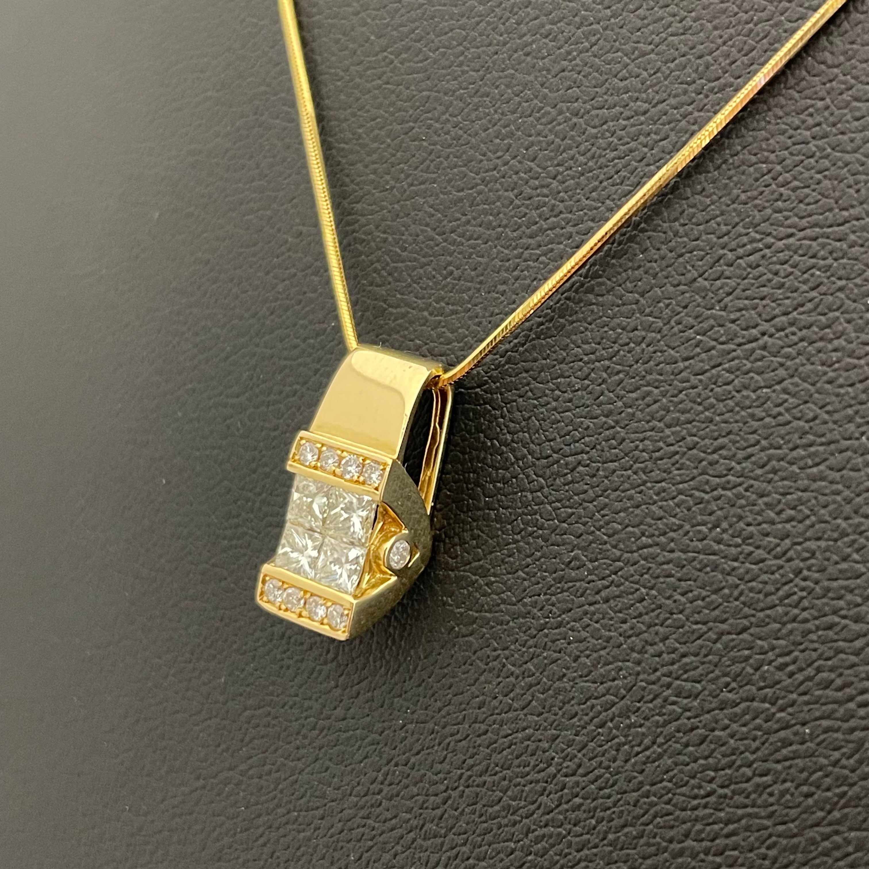 【送料無料】_ ノンブランド _K18ダイヤモンドネックレス_FD0.75ct/5.4g/45cm_ 中古品