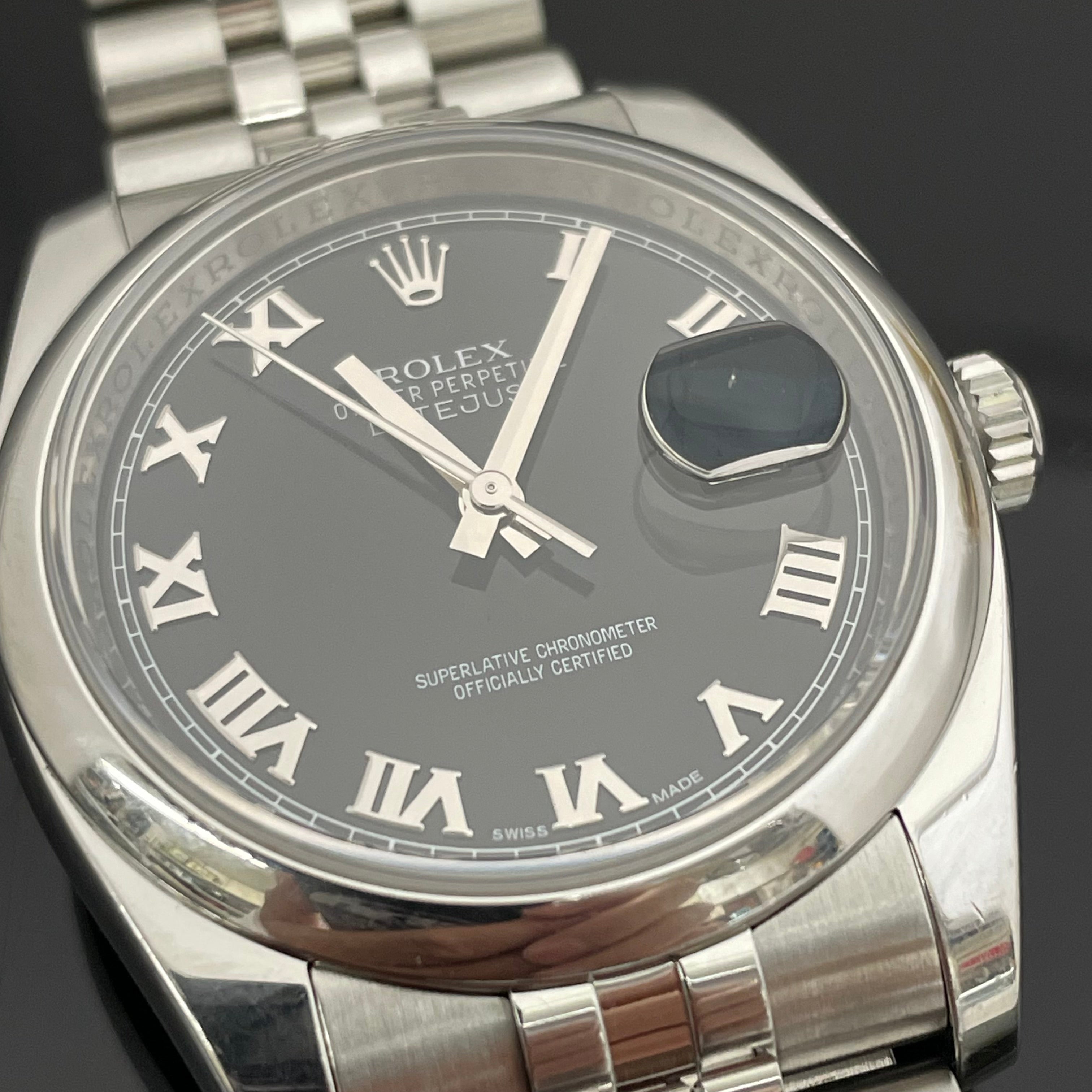 【送料無料】_ ROLEX_(ロレックス)_デイトジャスト _116200ブラックローマン_ ジュビリーブレス_中古品